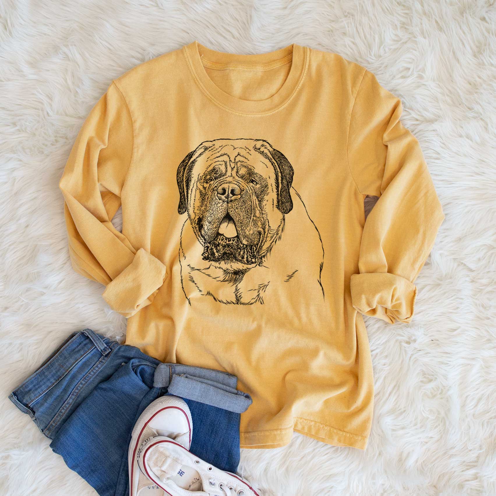 Bare Jed the English Mastiff - Heavyweight 100% Cotton Long Sleeve