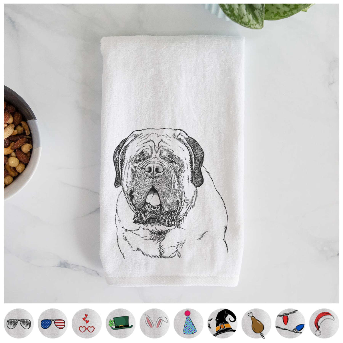 Jed the English Mastiff Decorative Hand Towel