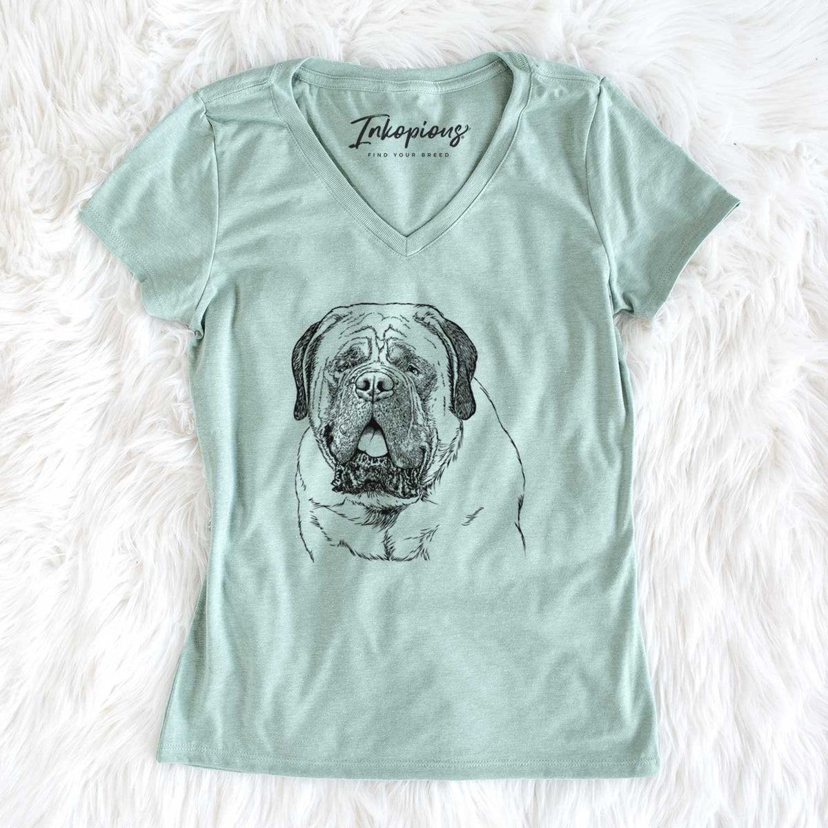 Bare Jed the English Mastiff - Women&#39;s V-neck Shirt