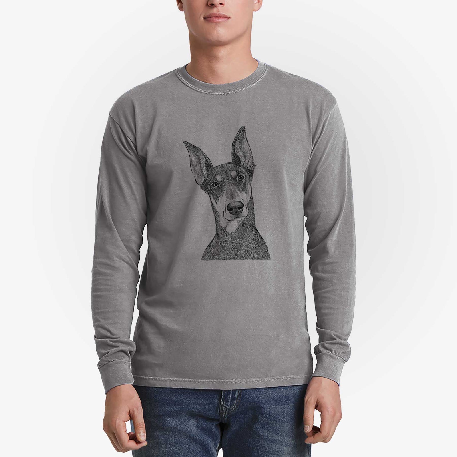 Bare Jenna the Doberman Pinscher - Heavyweight 100% Cotton Long Sleeve