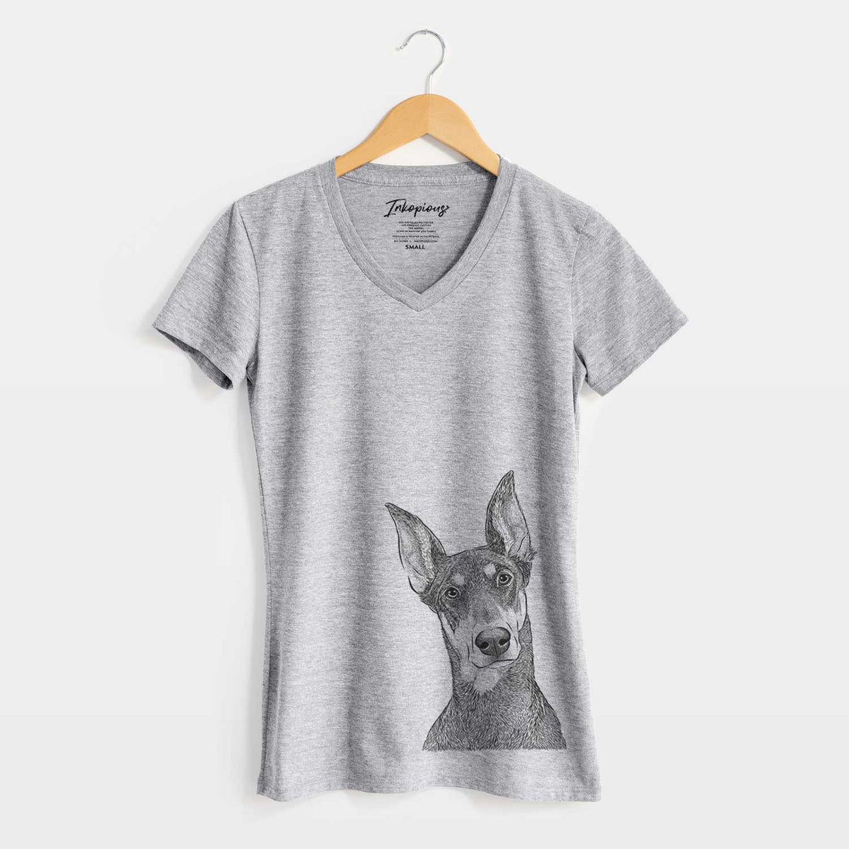 Bare Jenna the Doberman Pinscher - Women's V-neck Shirt
