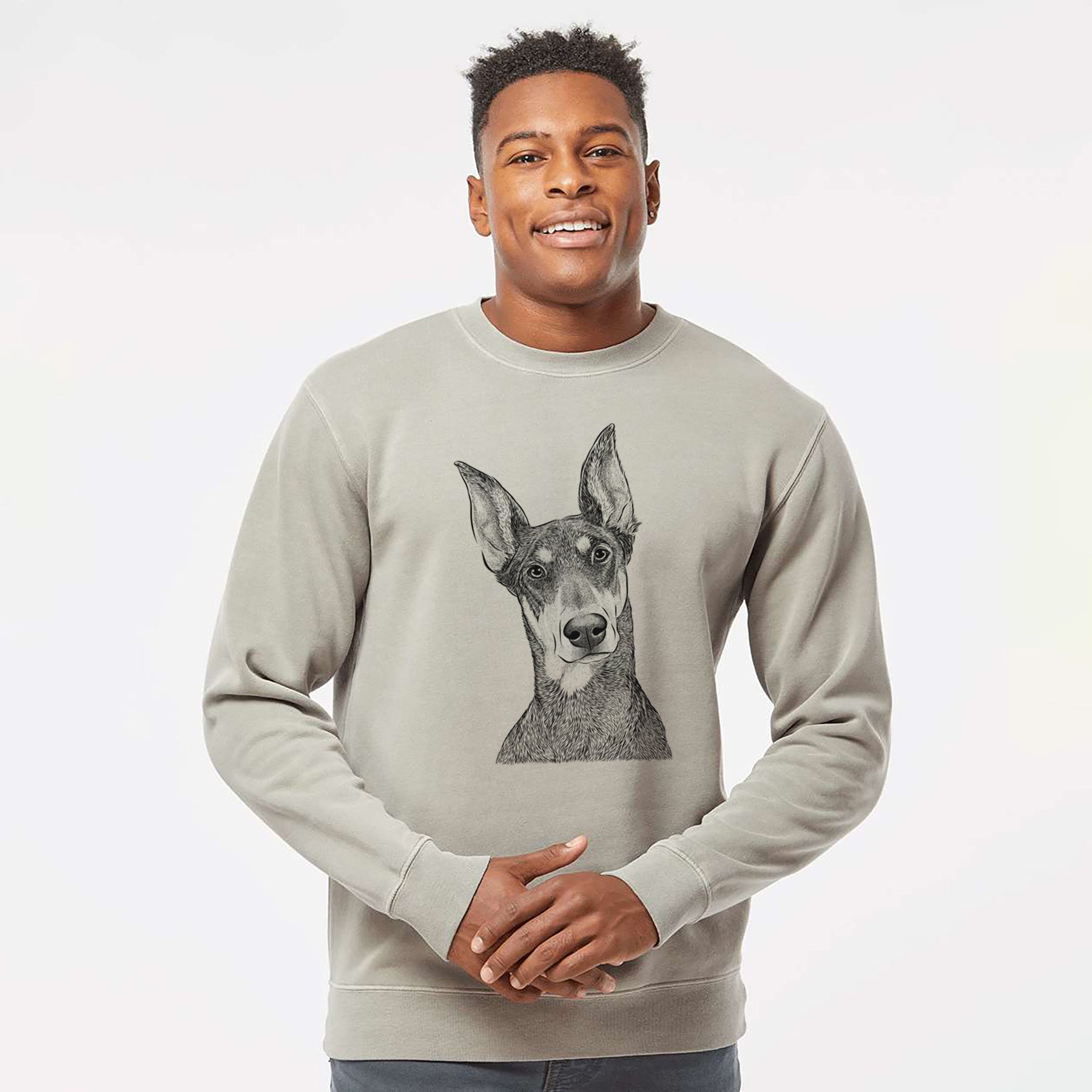 Bare Jenna the Doberman Pinscher - Unisex Pigment Dyed Crew Sweatshirt