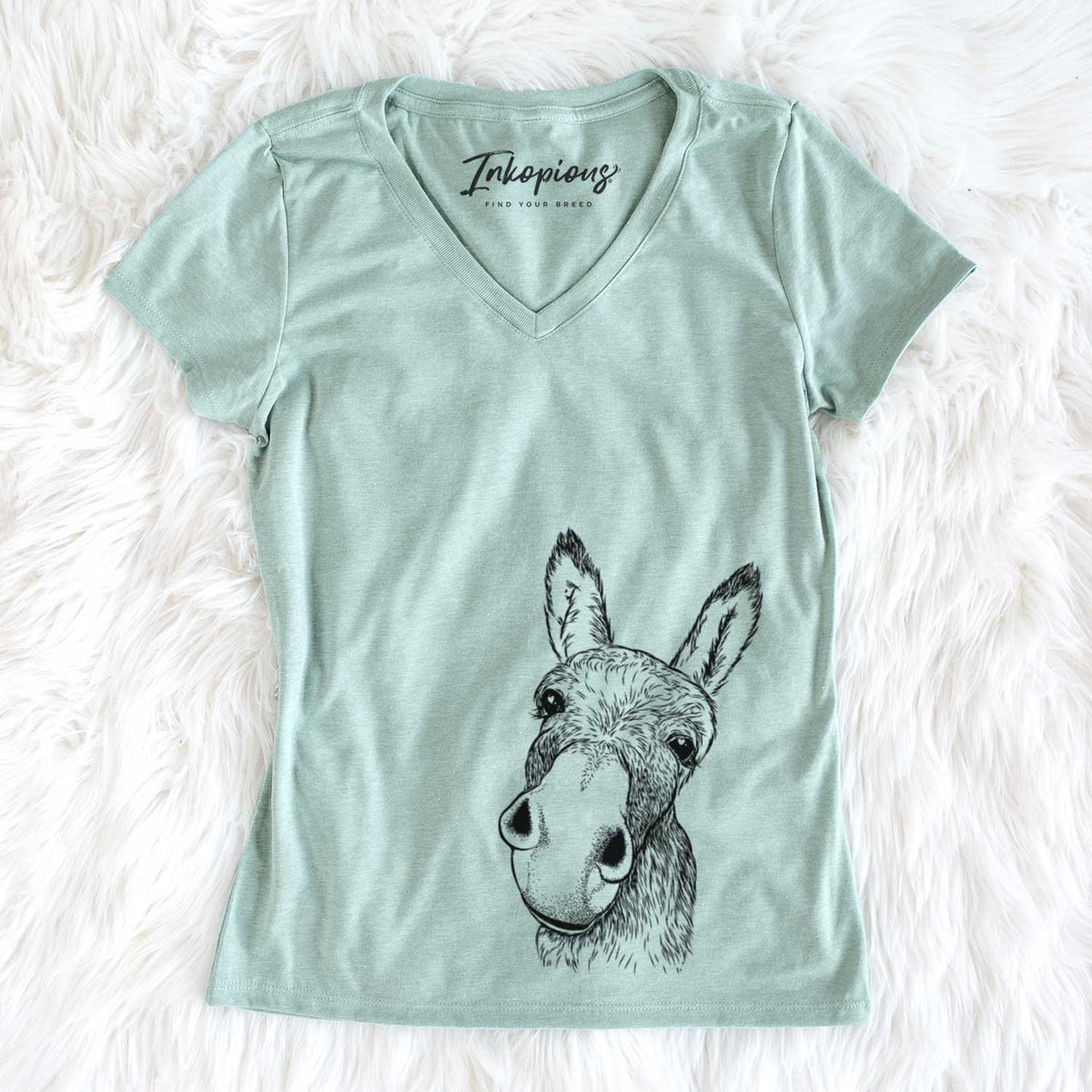 Bare Jenny the Donkey - Women's V-neck Shirt