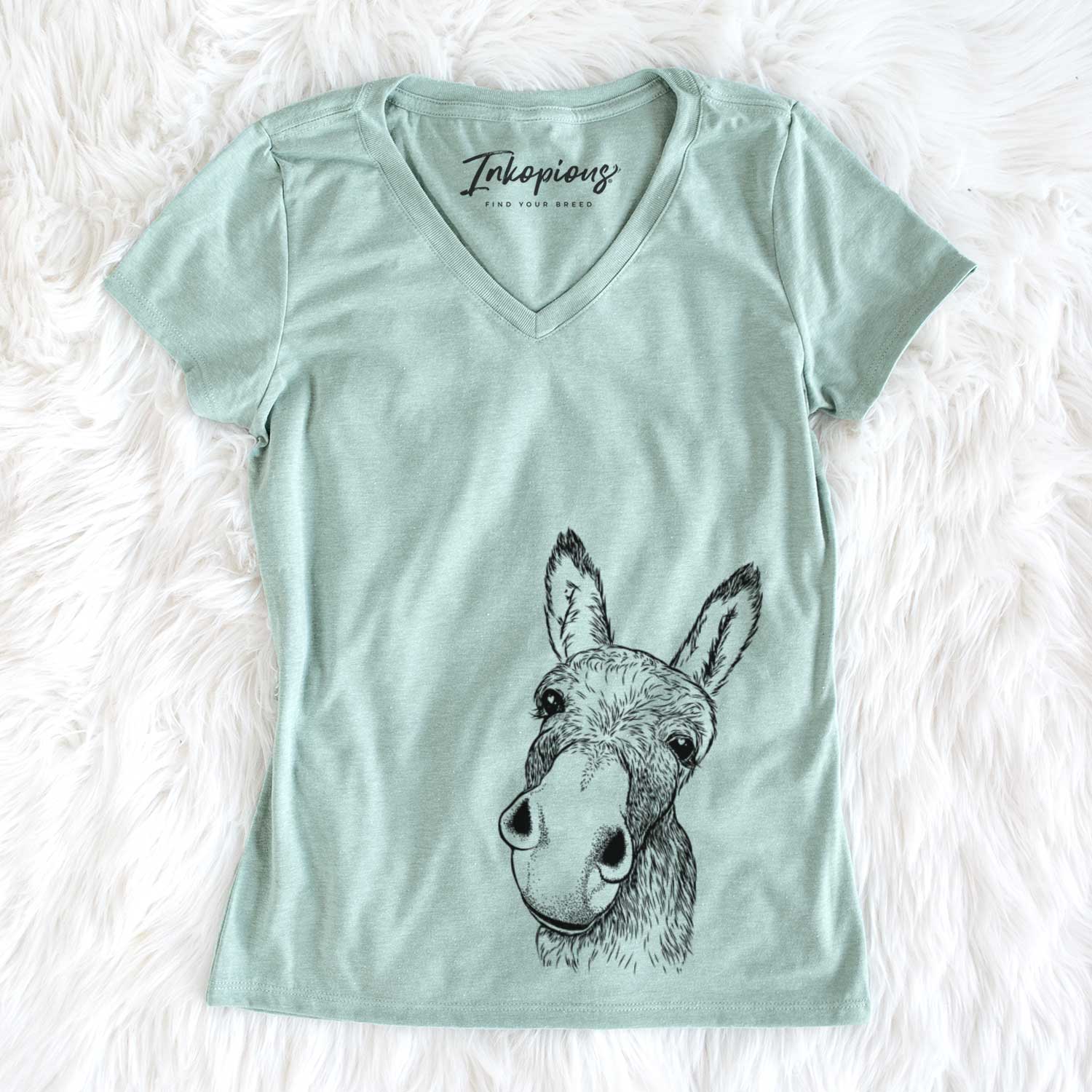 Bare Jenny the Donkey - Women's V-neck Shirt