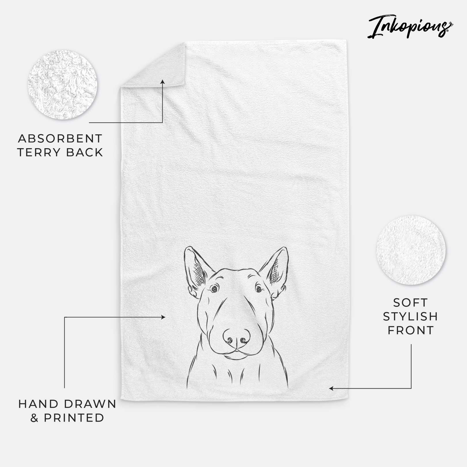 Jett the Bull Terrier Decorative Hand Towel