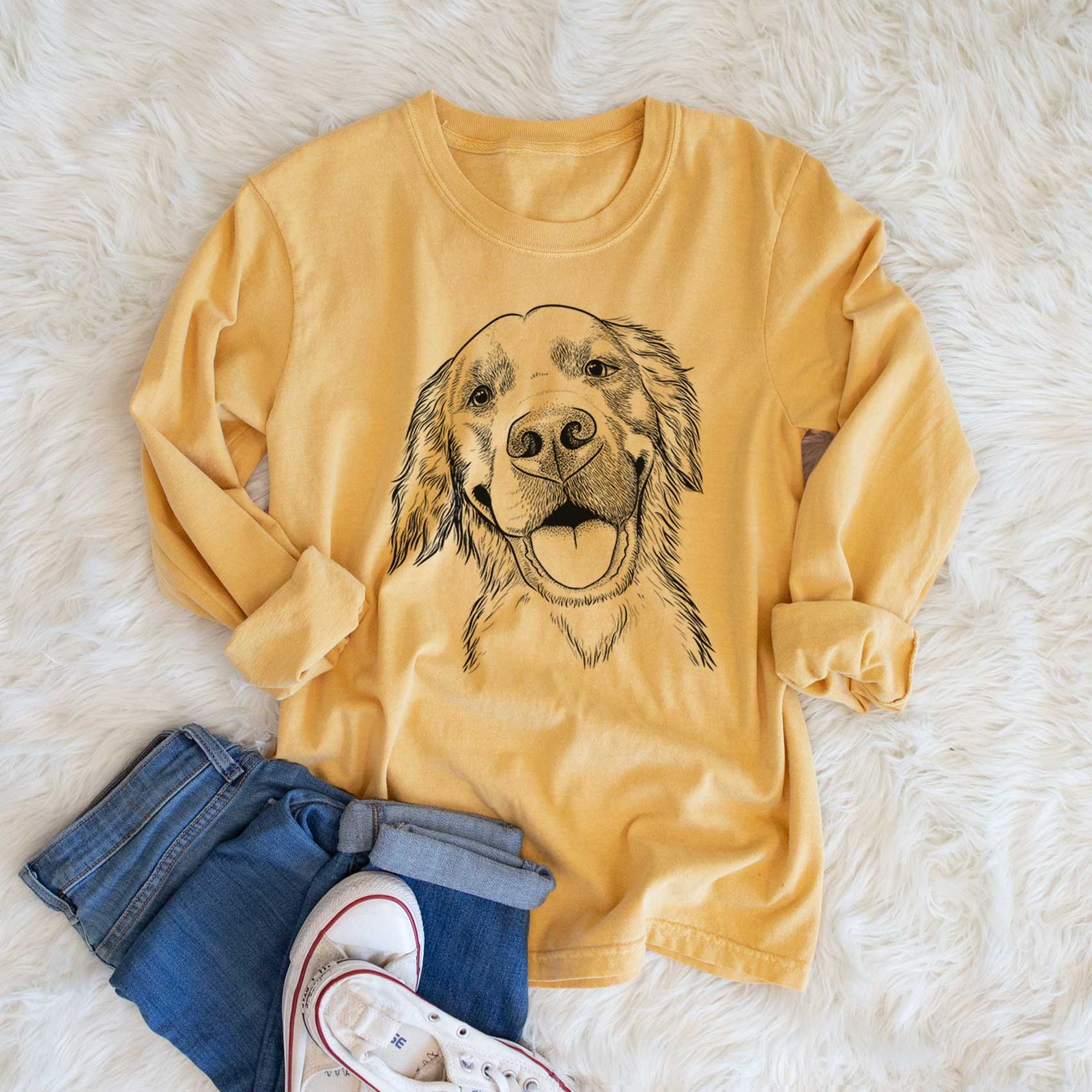 Bare Jordy the Golden Retriever - Heavyweight 100% Cotton Long Sleeve