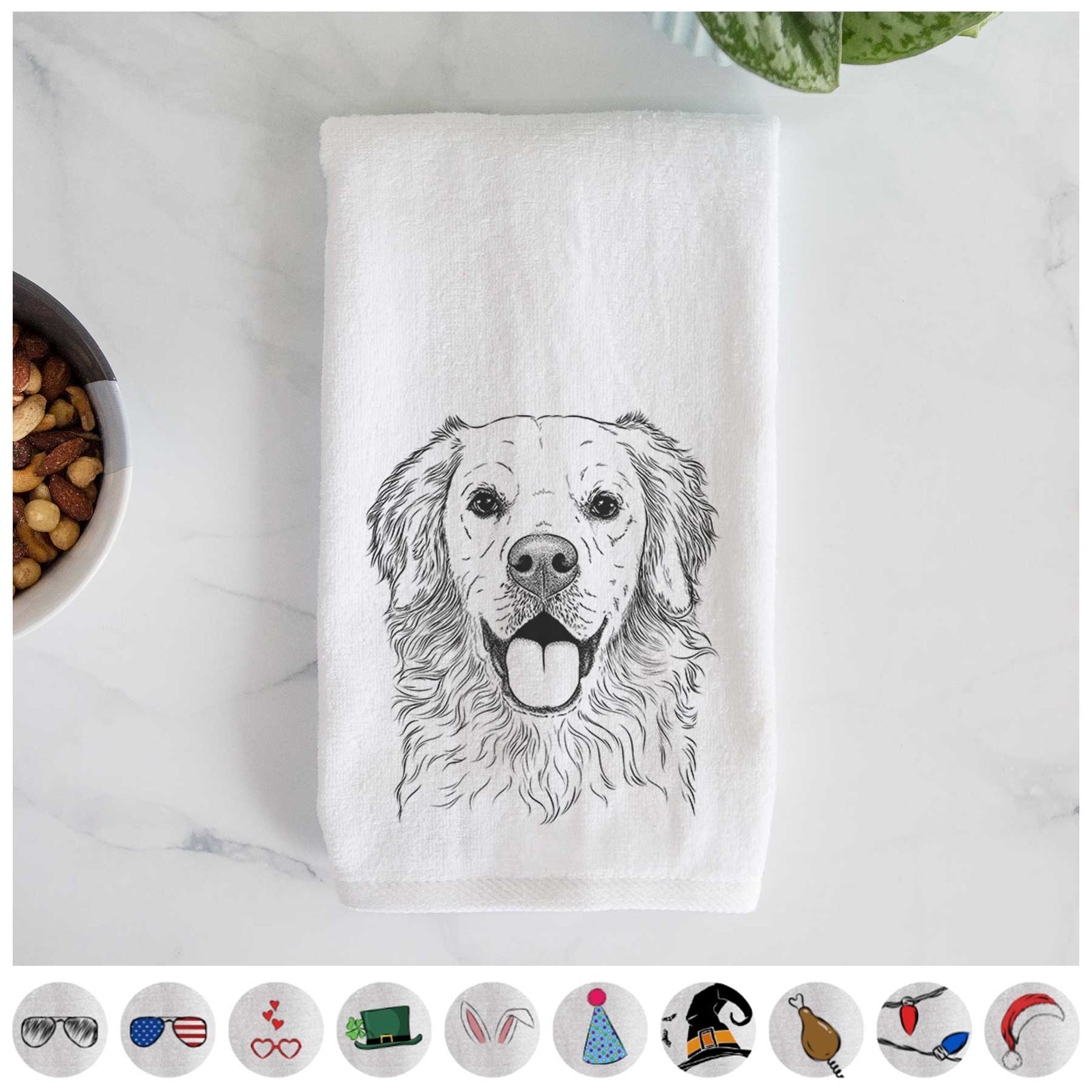 Juniper the Golden Retriever Decorative Hand Towel