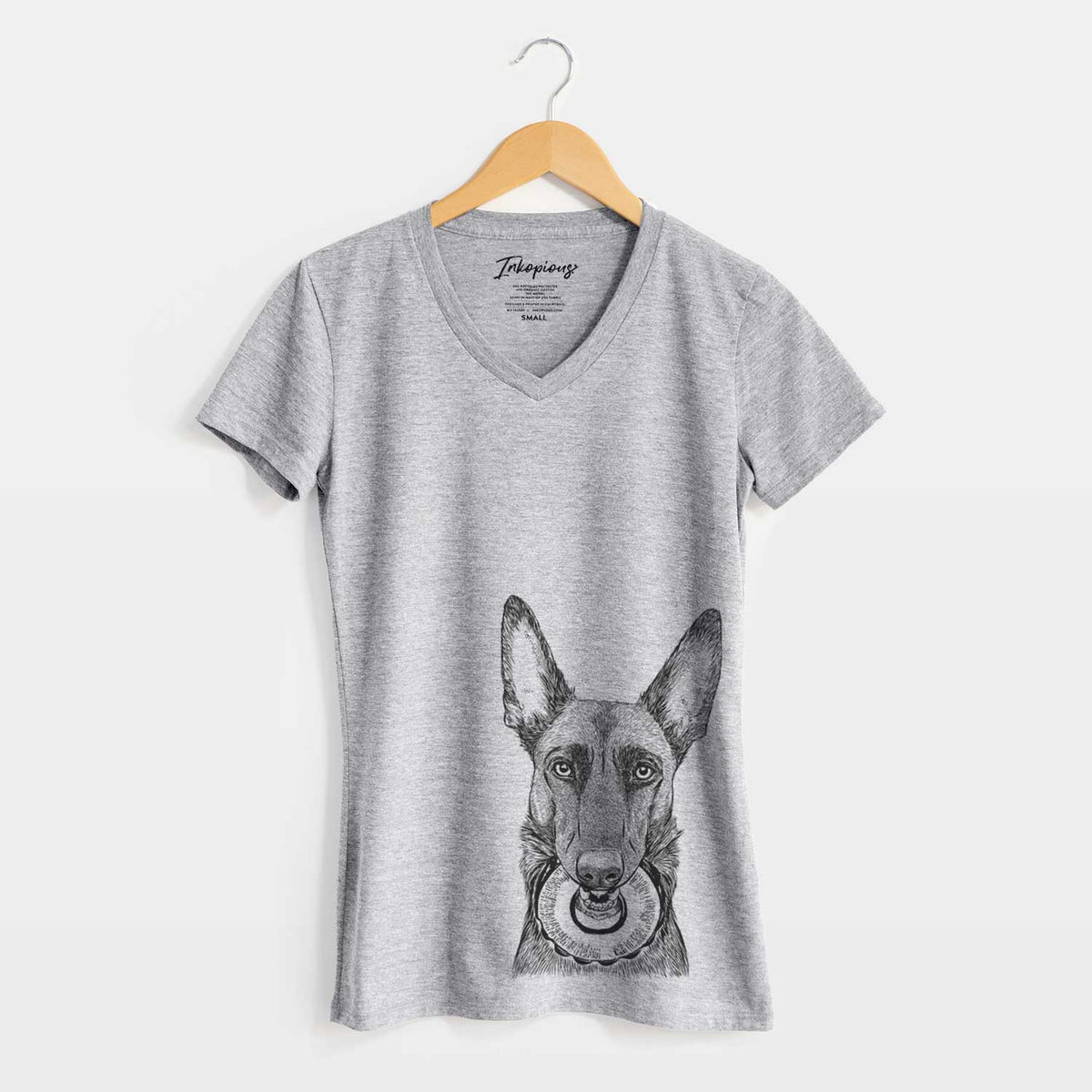 Bare Juno the Belgian Malinois - Women's V-neck Shirt
