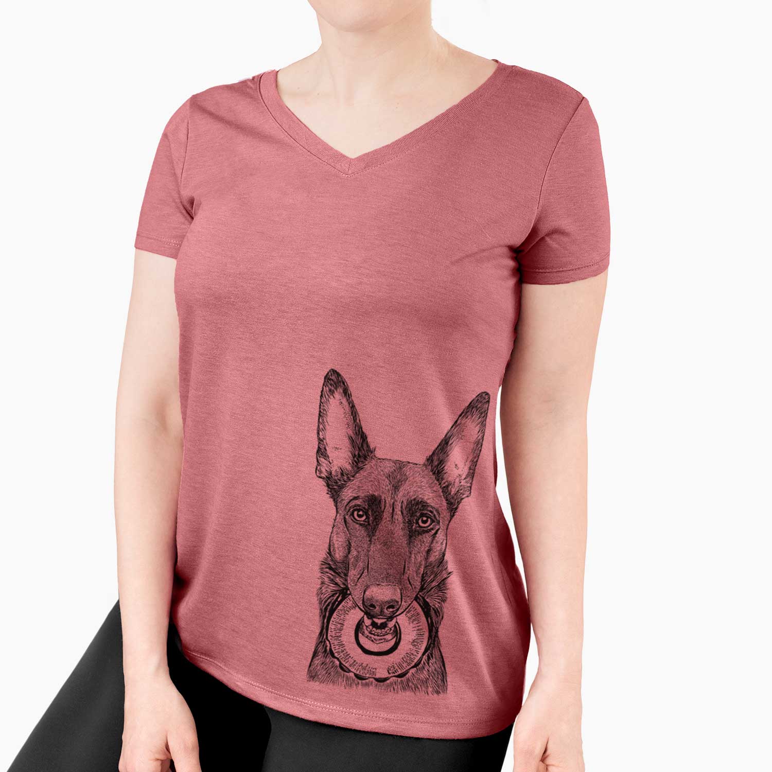 Bare Juno the Belgian Malinois - Women's V-neck Shirt