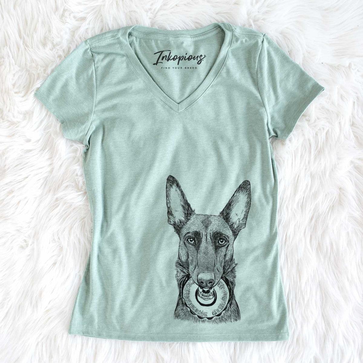 Bare Juno the Belgian Malinois - Women's V-neck Shirt