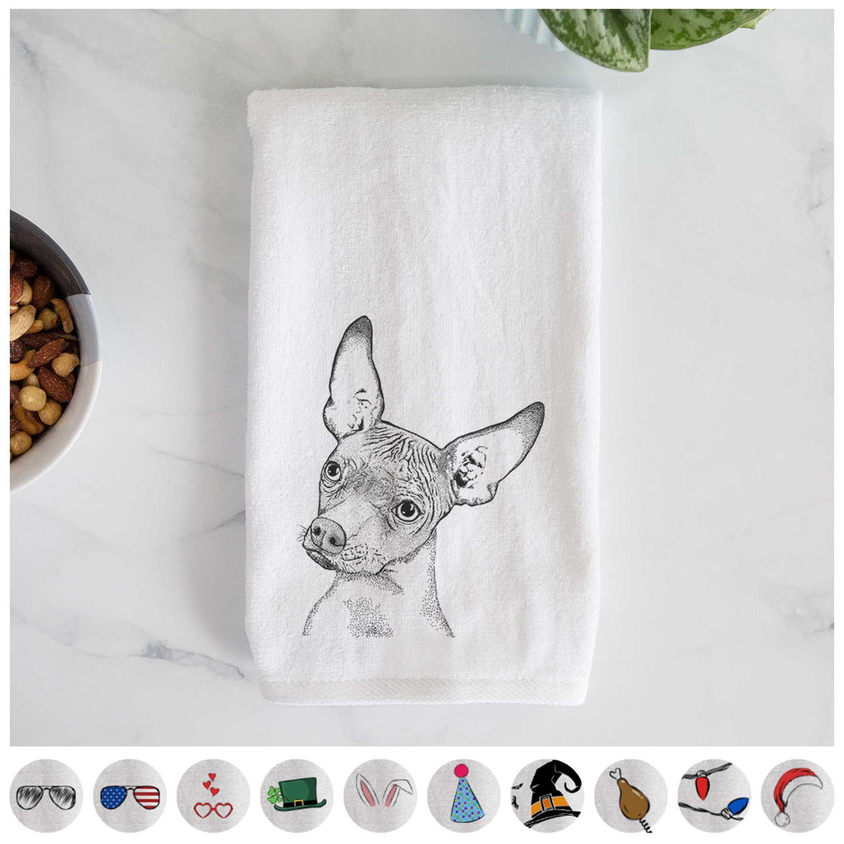 Kahlo the Xoloitzcuintli Decorative Hand Towel