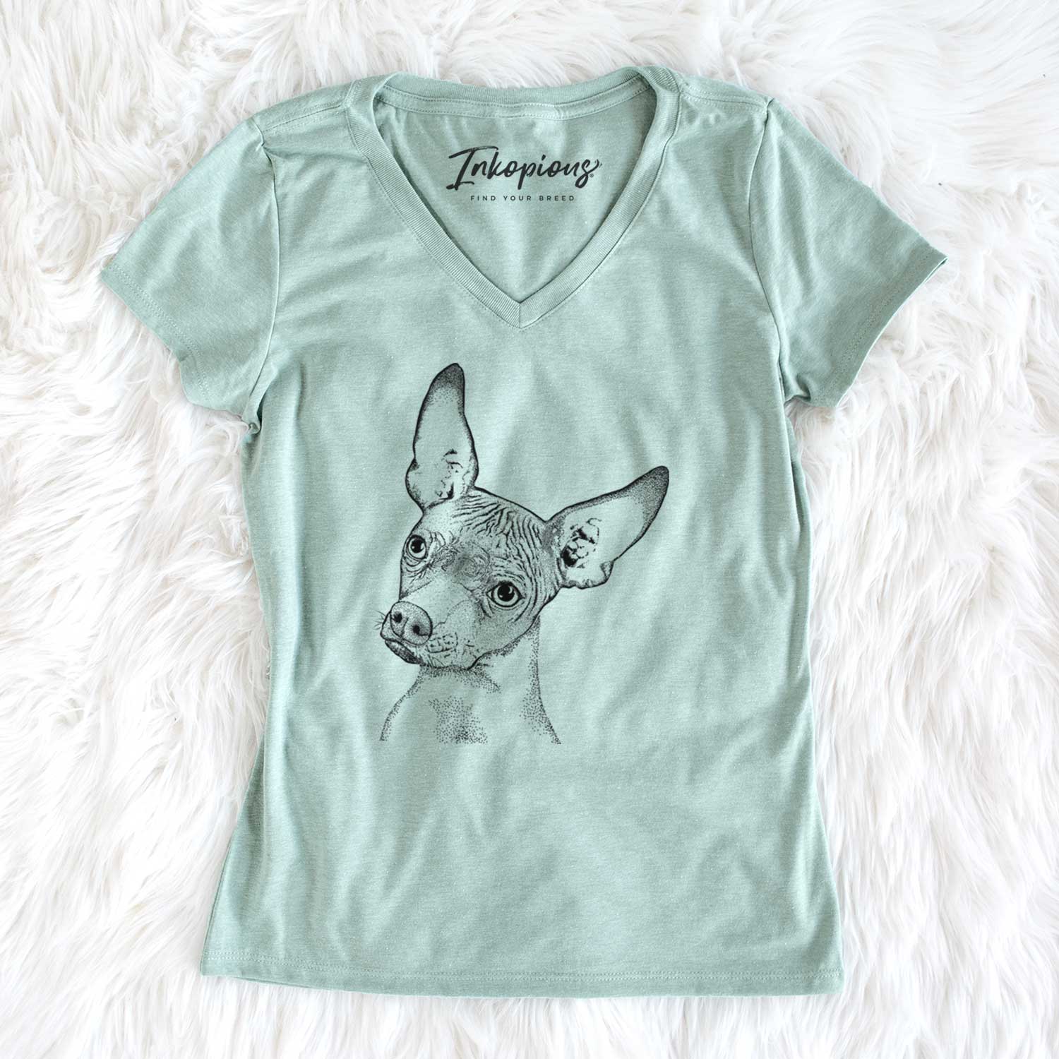Bare Kahlo the Xoloitzcuintli - Women's V-neck Shirt