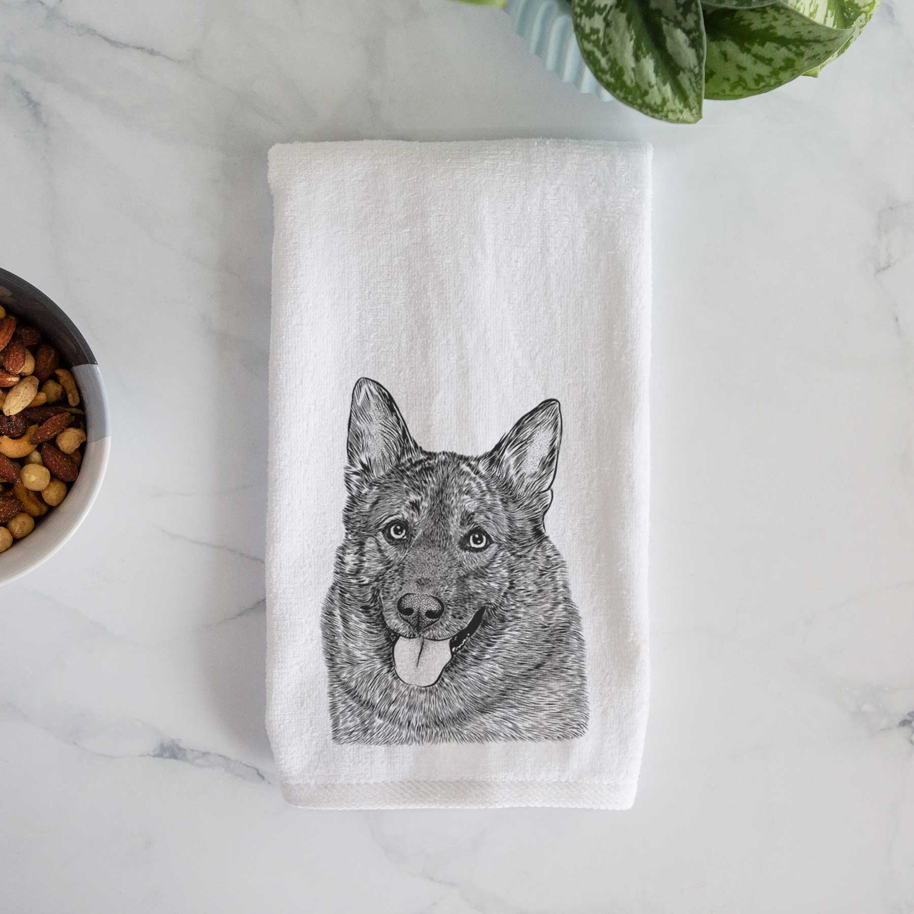 Kasia the Norwegian Elkhound Decorative Hand Towel