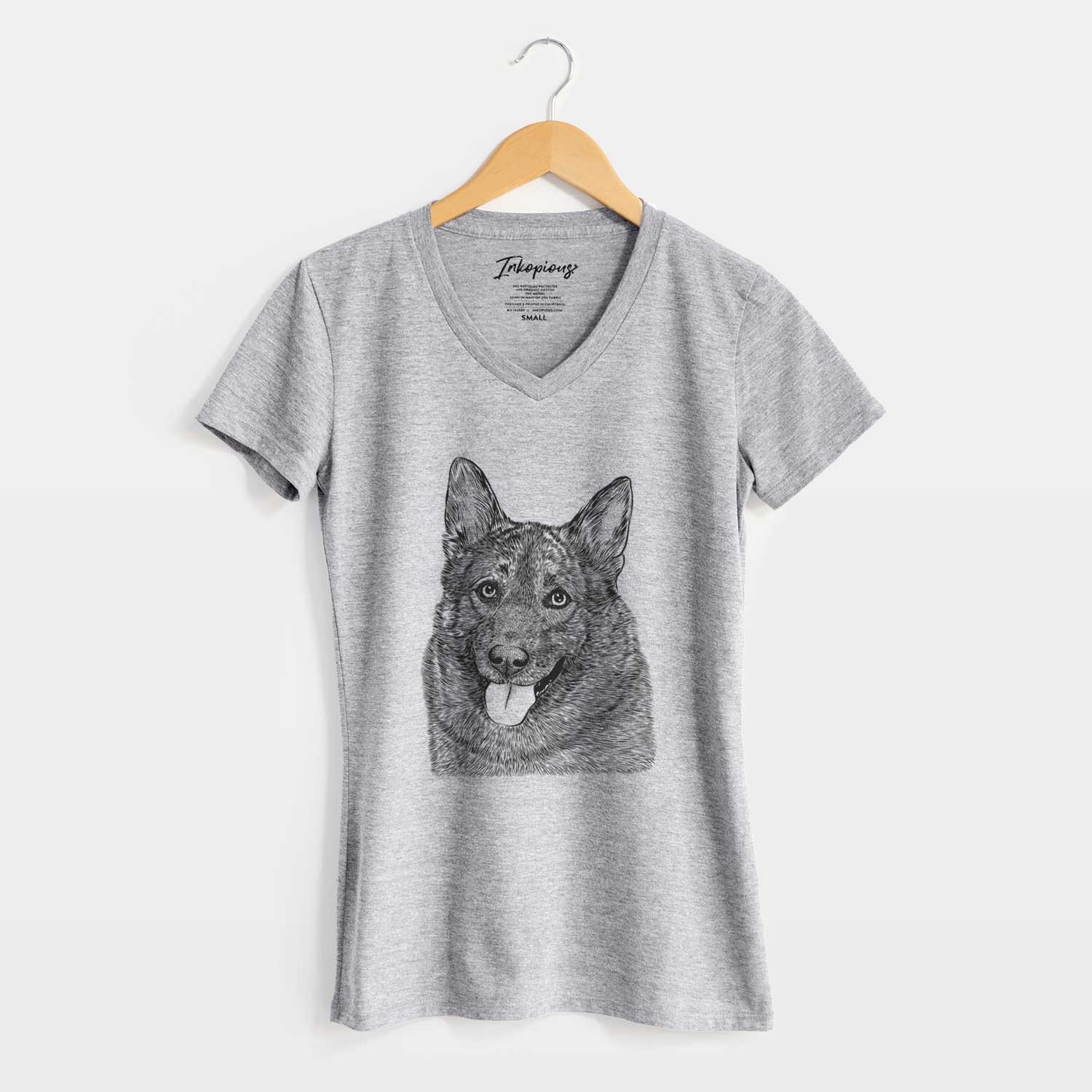 Bare Kasia the Norwegian Elkhound - Women's V-neck Shirt