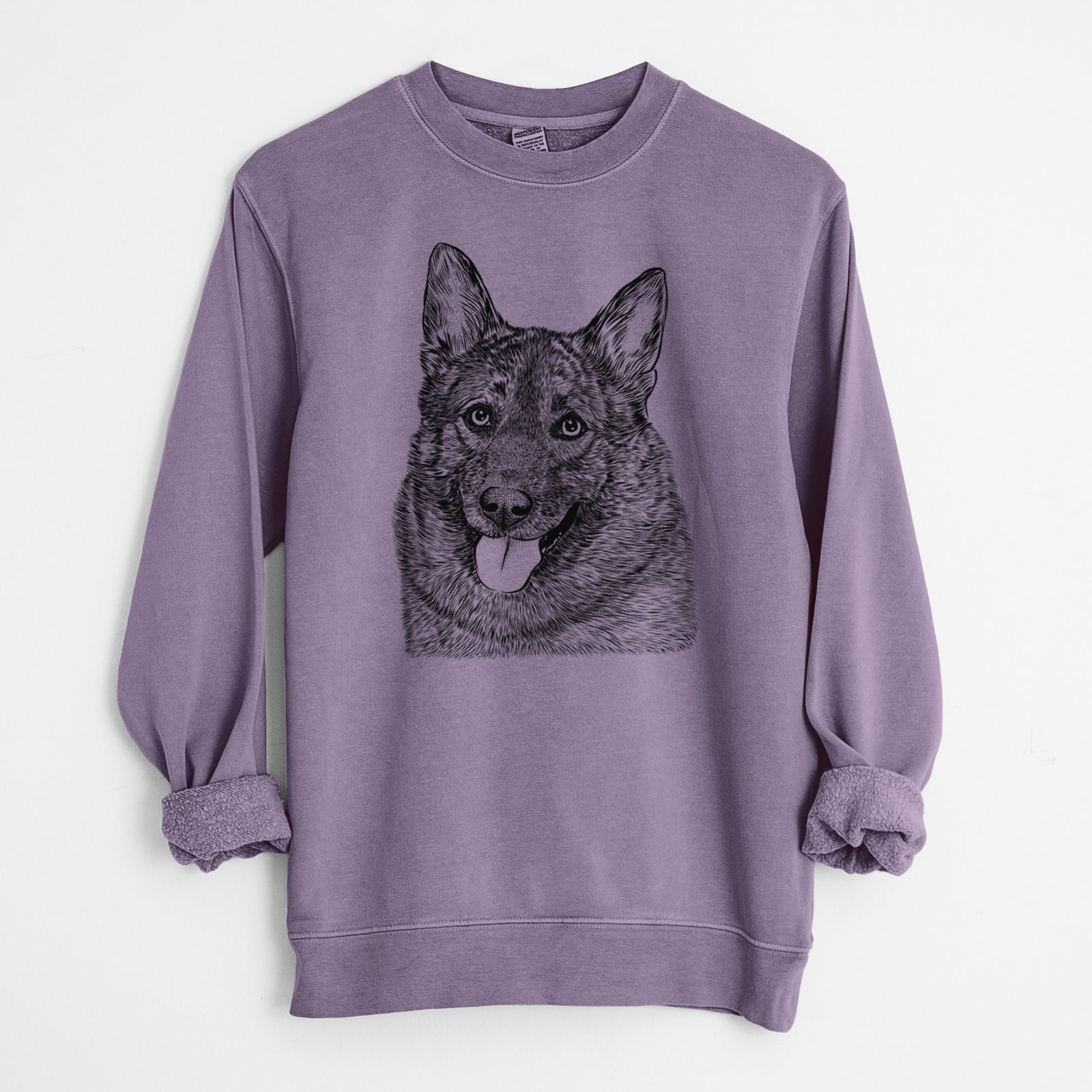 Bare Kasia the Norwegian Elkhound - Unisex Pigment Dyed Crew Sweatshirt