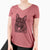 Bare Kasia the Norwegian Elkhound - Women's V-neck Shirt