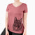 Bare Kasia the Norwegian Elkhound - Women's V-neck Shirt