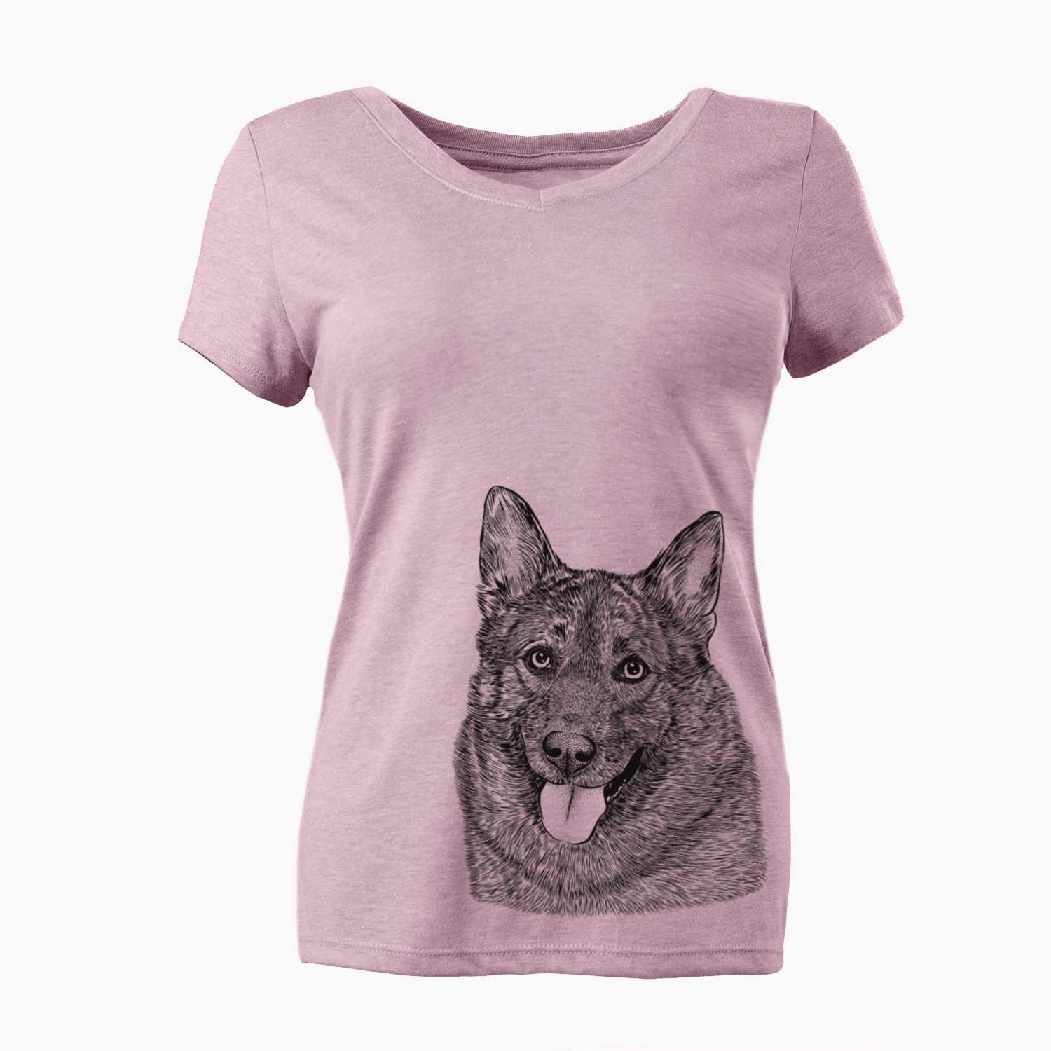 Bare Kasia the Norwegian Elkhound - Women's V-neck Shirt