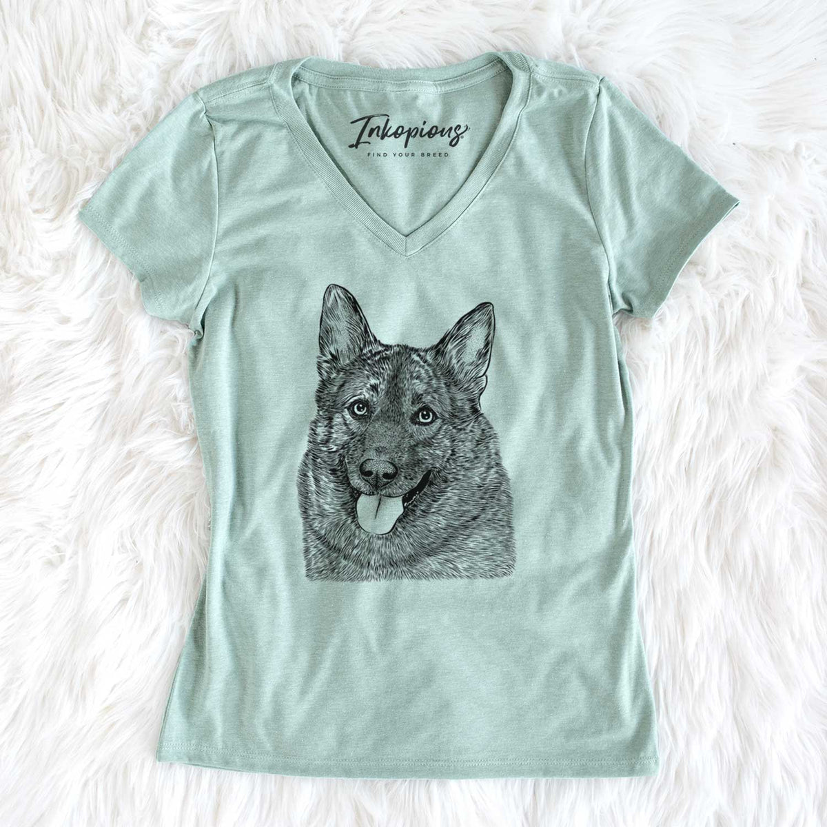 Bare Kasia the Norwegian Elkhound - Women&#39;s V-neck Shirt