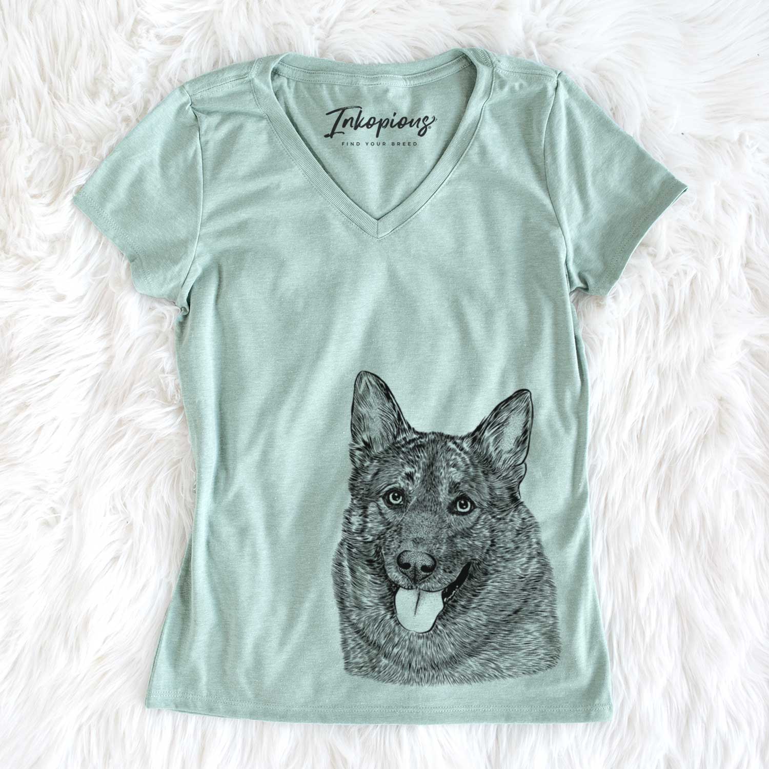 Bare Kasia the Norwegian Elkhound - Women's V-neck Shirt
