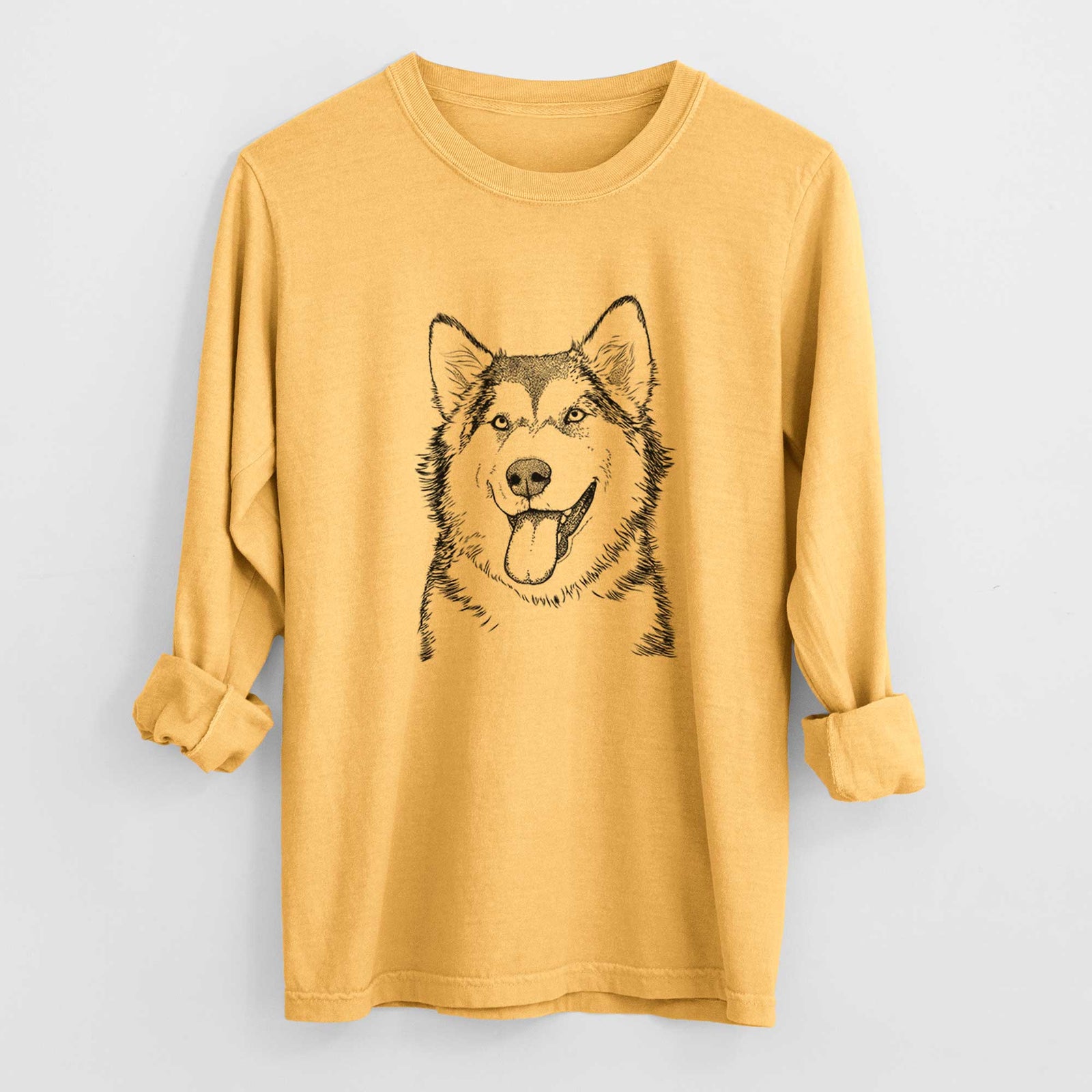 Bare Kaskae the Alaskan Malamute - Heavyweight 100% Cotton Long Sleeve