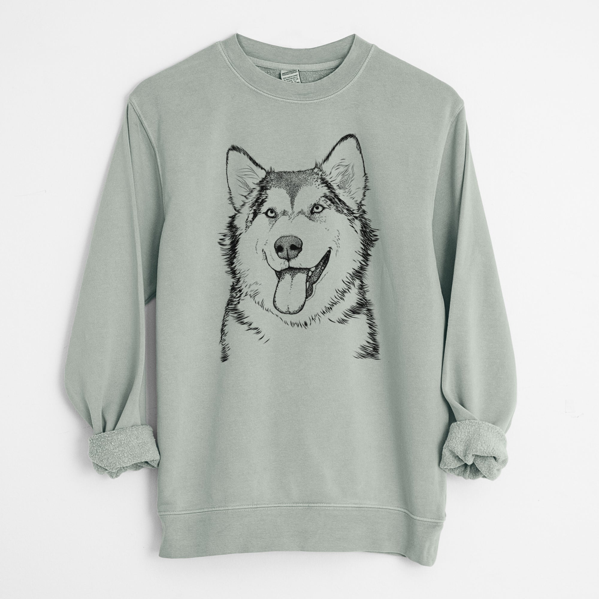 Bare Kaskae the Alaskan Malamute - Unisex Pigment Dyed Crew Sweatshirt