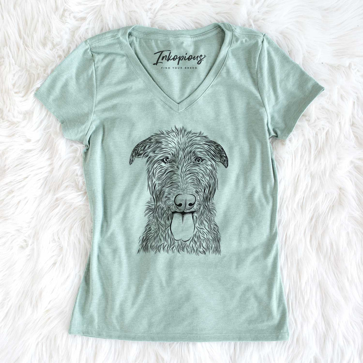 Bare Keeva the Irish Wolfhound - Women&#39;s V-neck Shirt