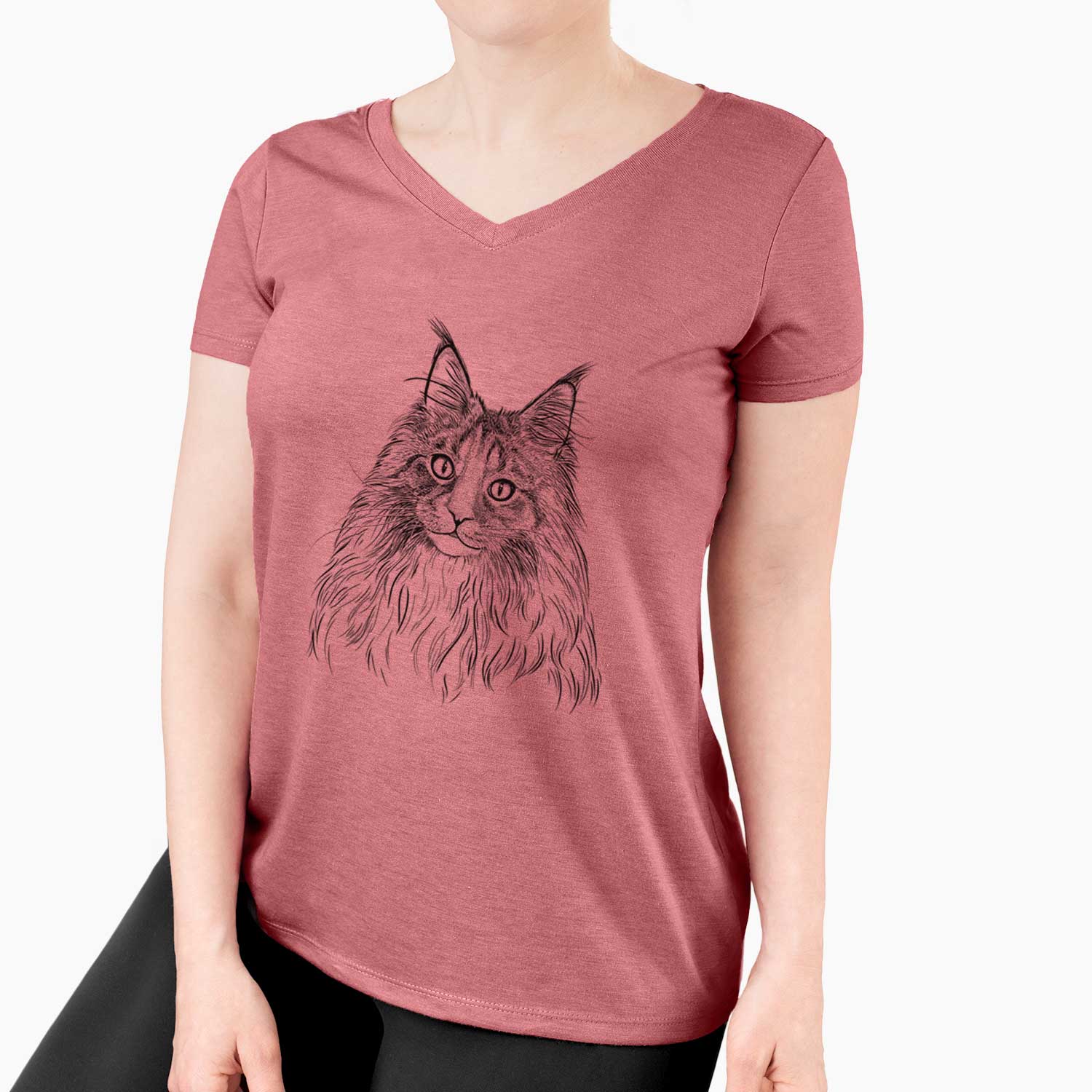 Bare Kiki the Maine Coon Cat - Women's V-neck Shirt