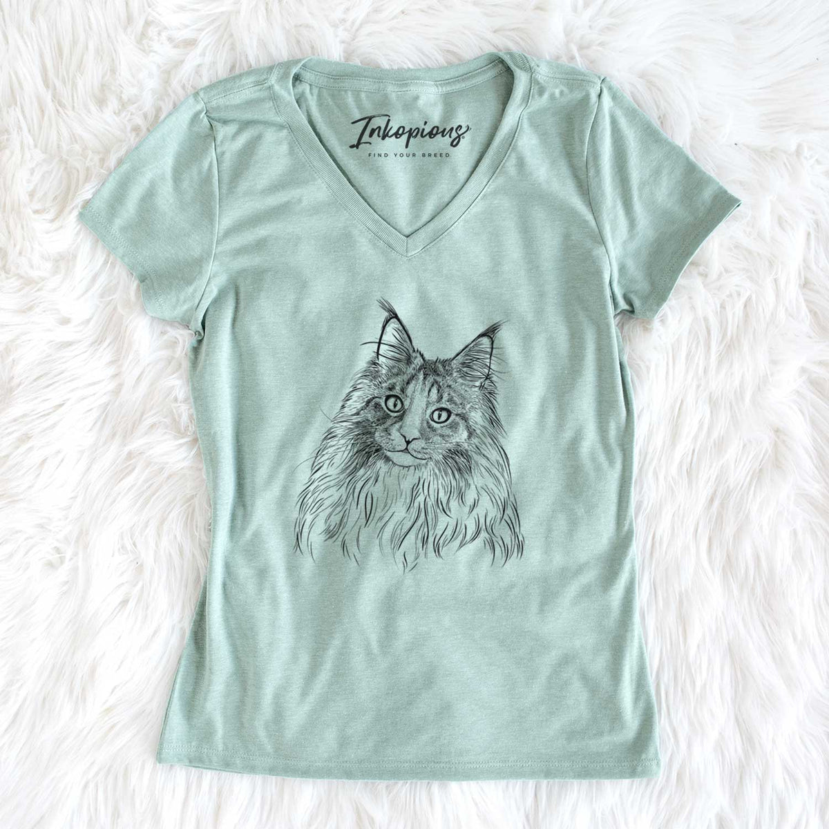 Bare Kiki the Maine Coon Cat - Women&#39;s V-neck Shirt