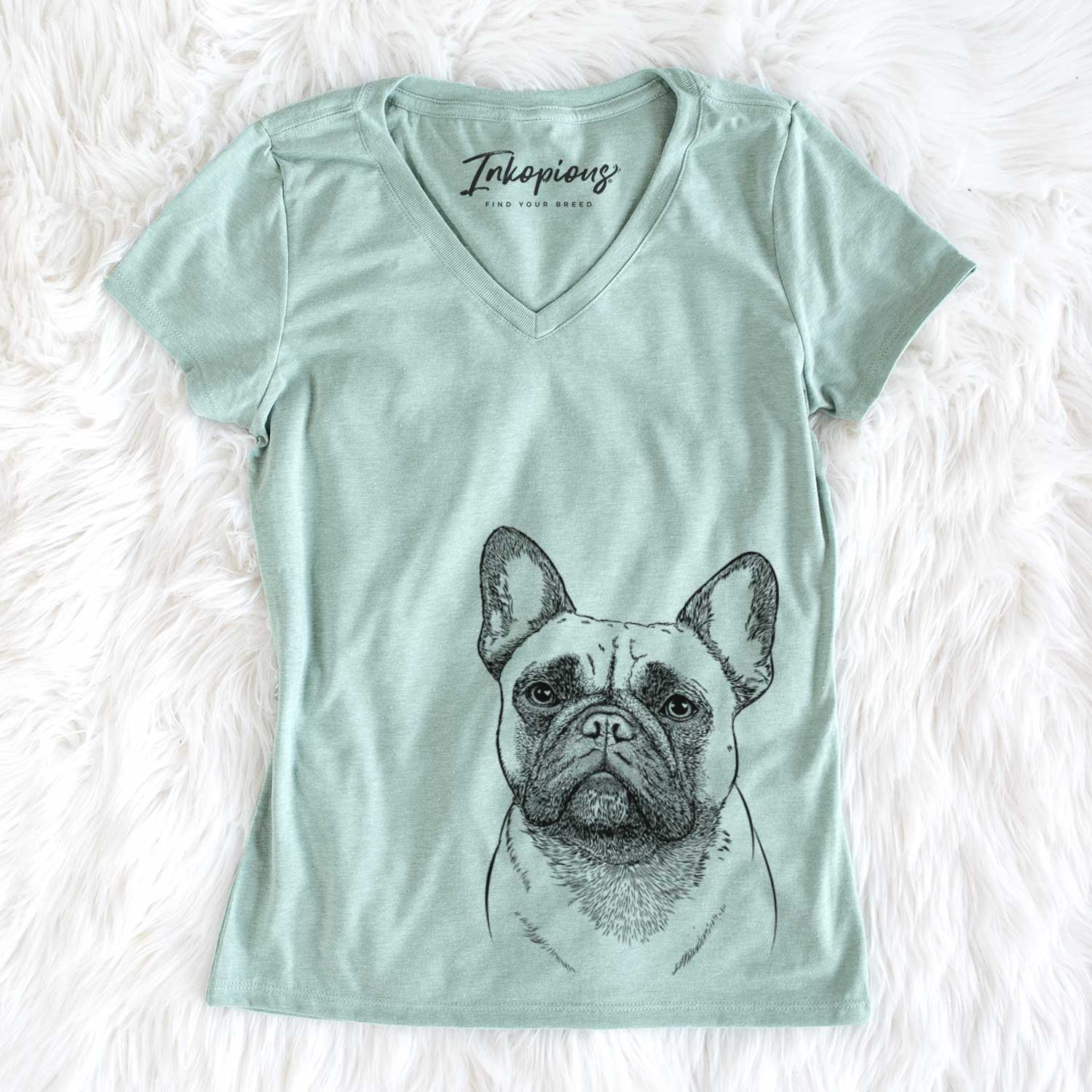 Bare Kingsleigh the French Bulldog - Women's V-neck Shirt