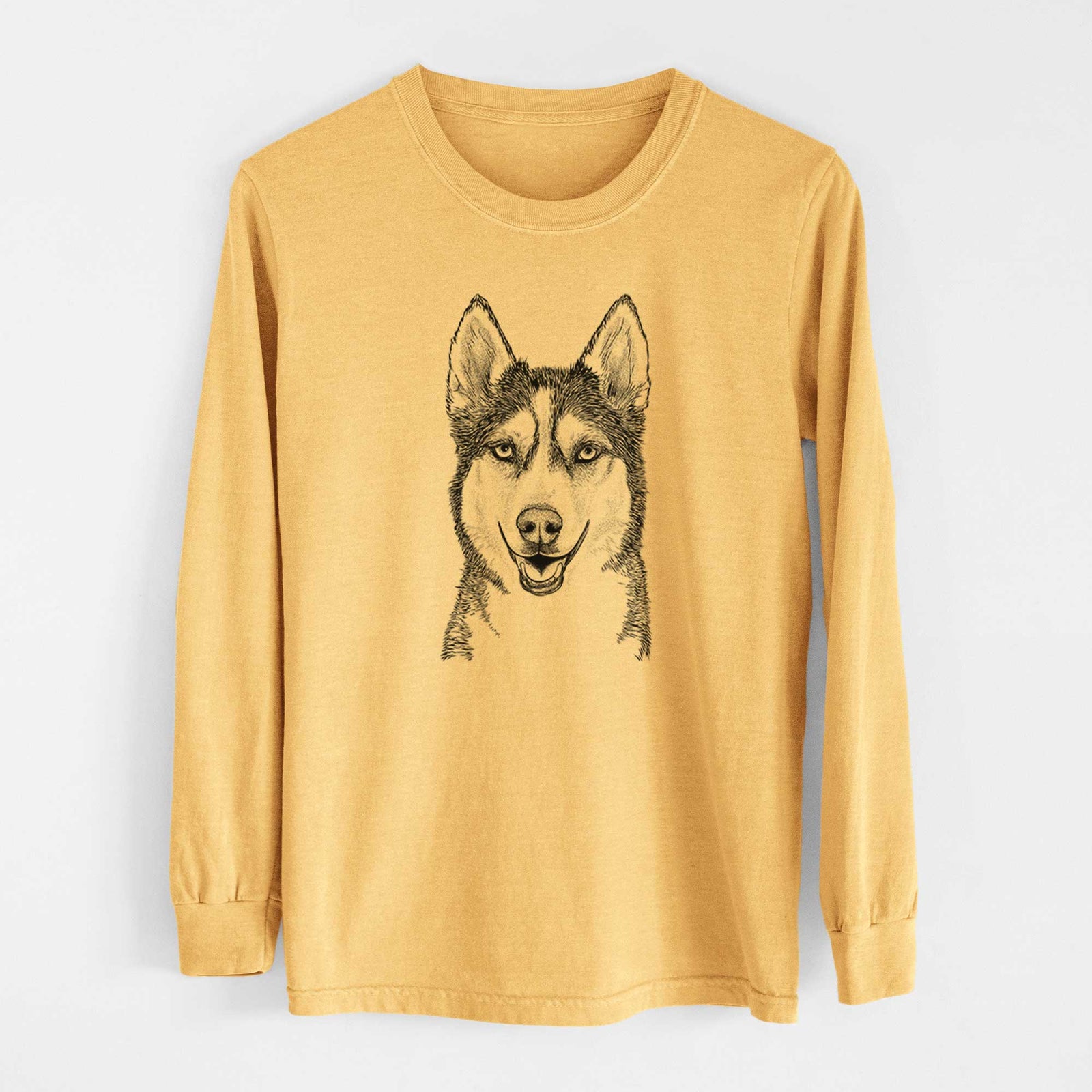 Bare Kira the Siberian Husky - Heavyweight 100% Cotton Long Sleeve