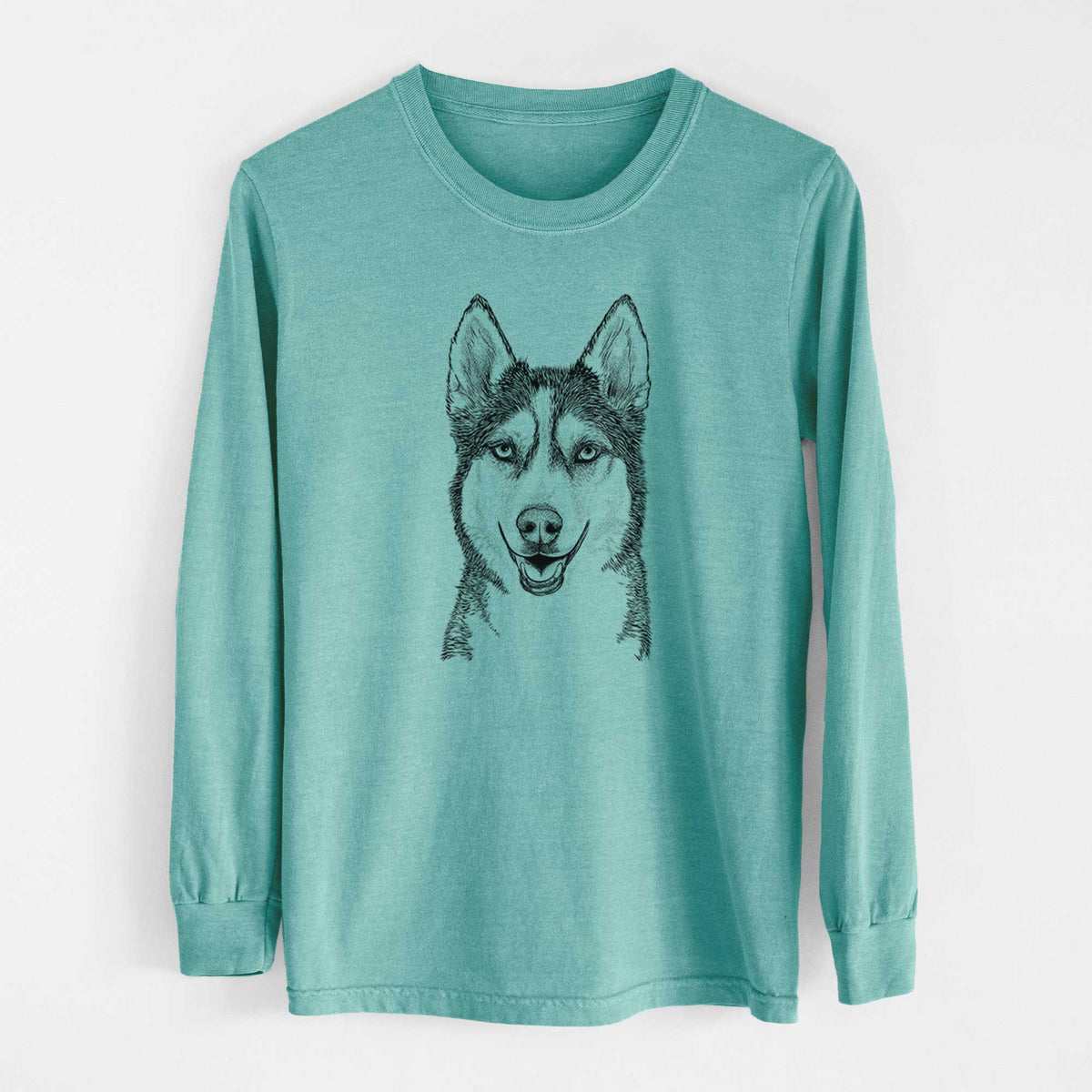 Bare Kira the Siberian Husky - Heavyweight 100% Cotton Long Sleeve