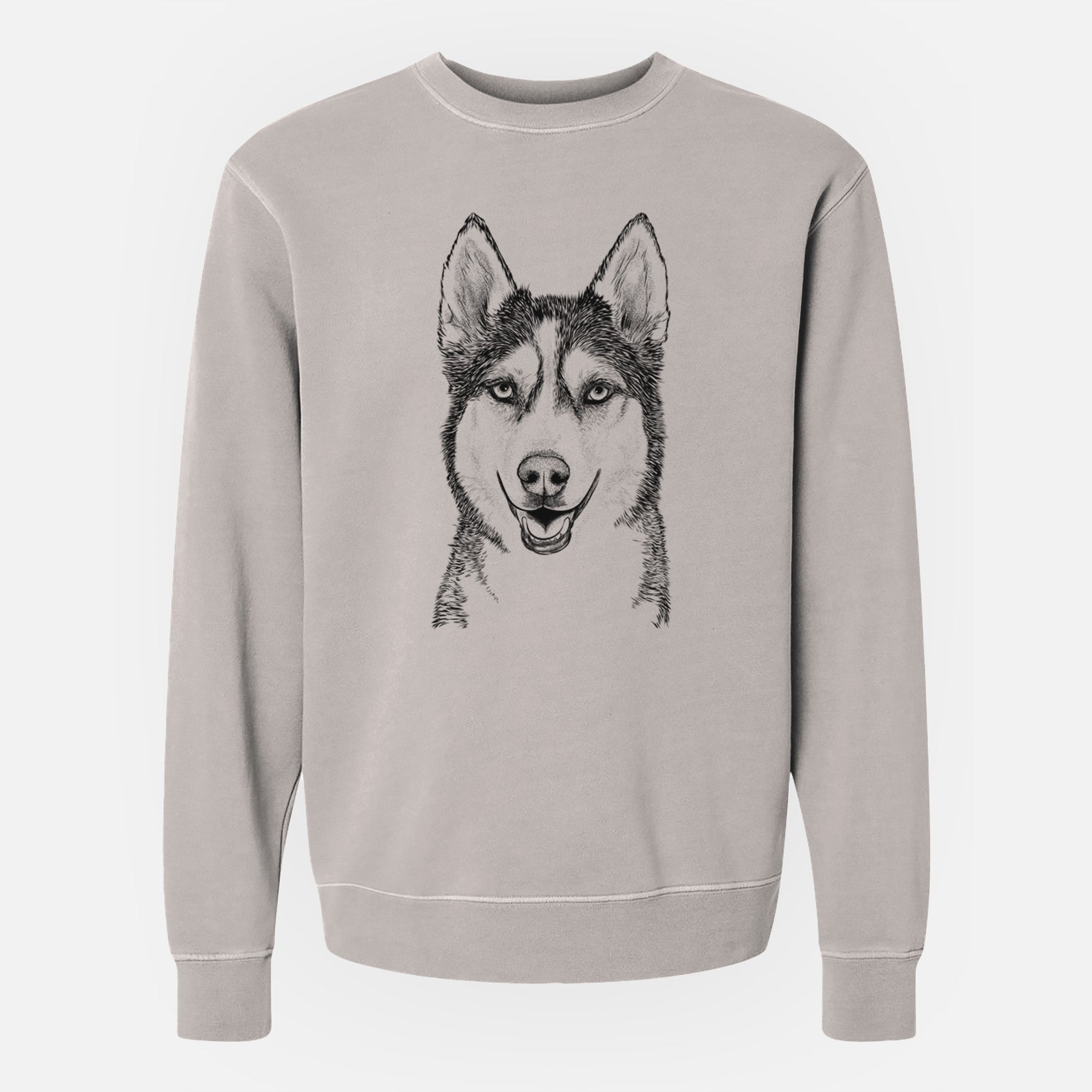 Bare Kira the Siberian Husky - Unisex Pigment Dyed Crew Sweatshirt