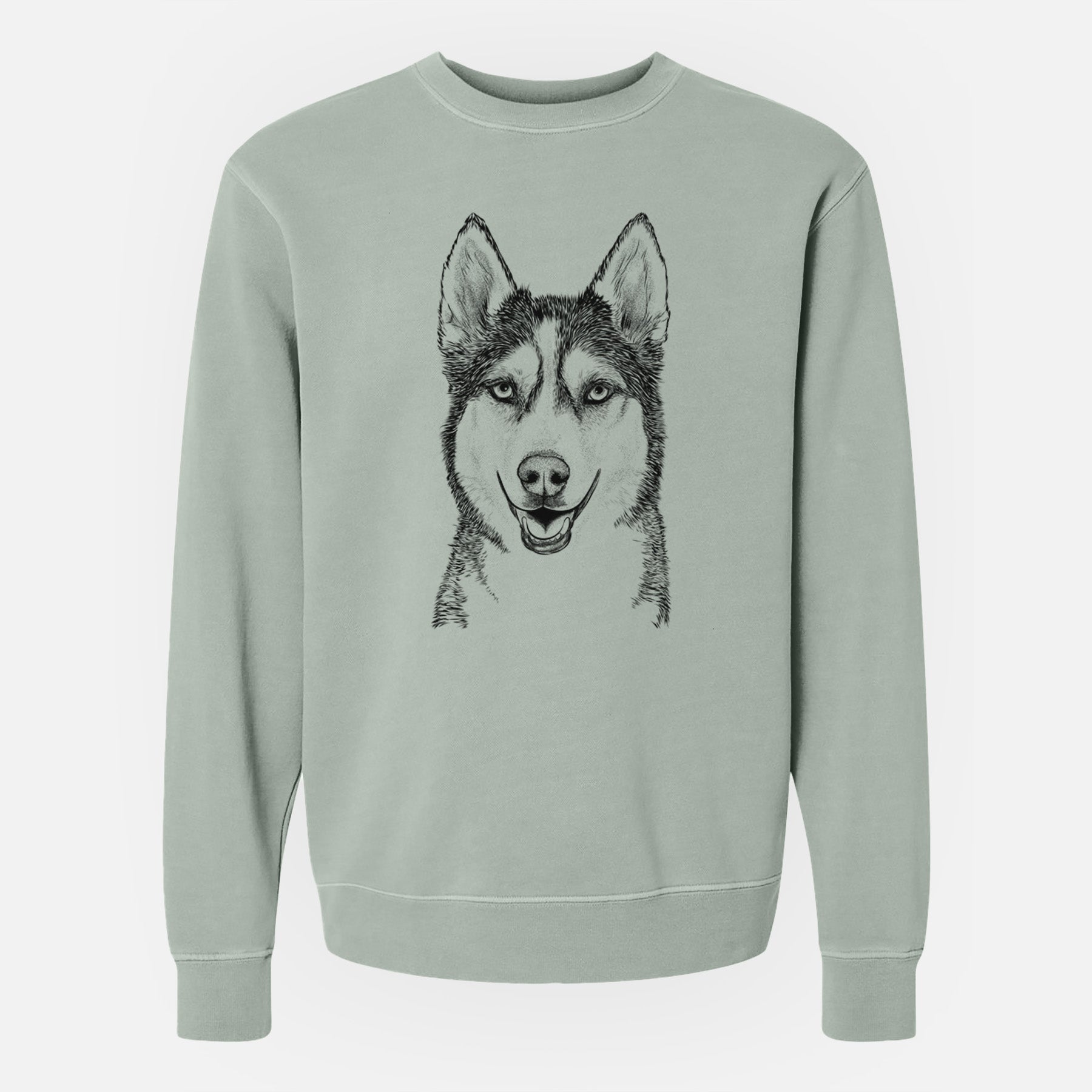 Bare Kira the Siberian Husky - Unisex Pigment Dyed Crew Sweatshirt