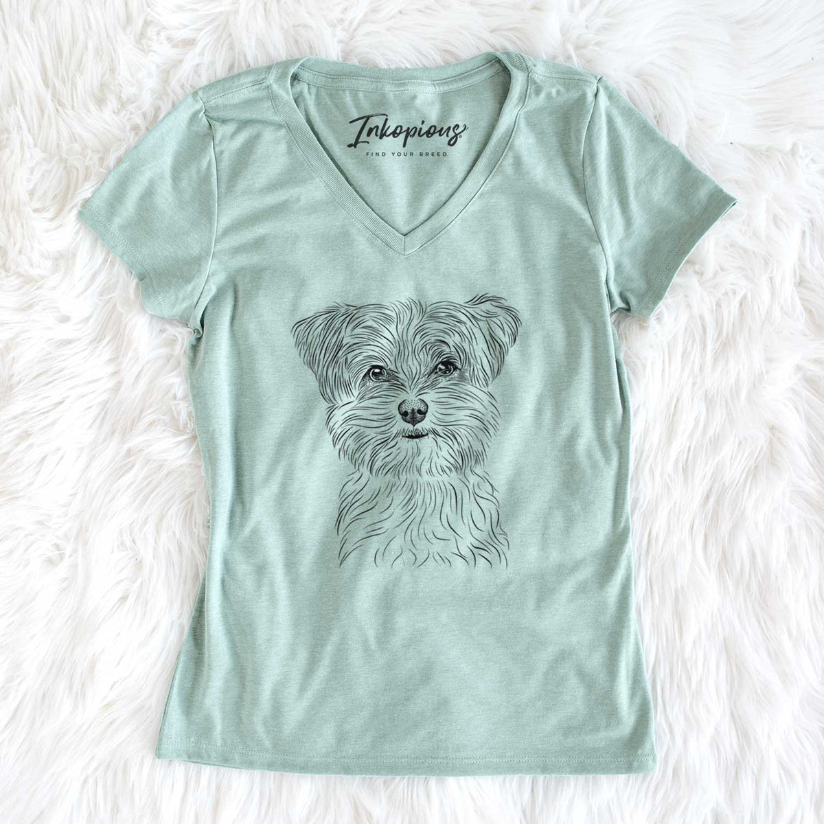 Bare Kiwi the Morkie - Women&#39;s V-neck Shirt