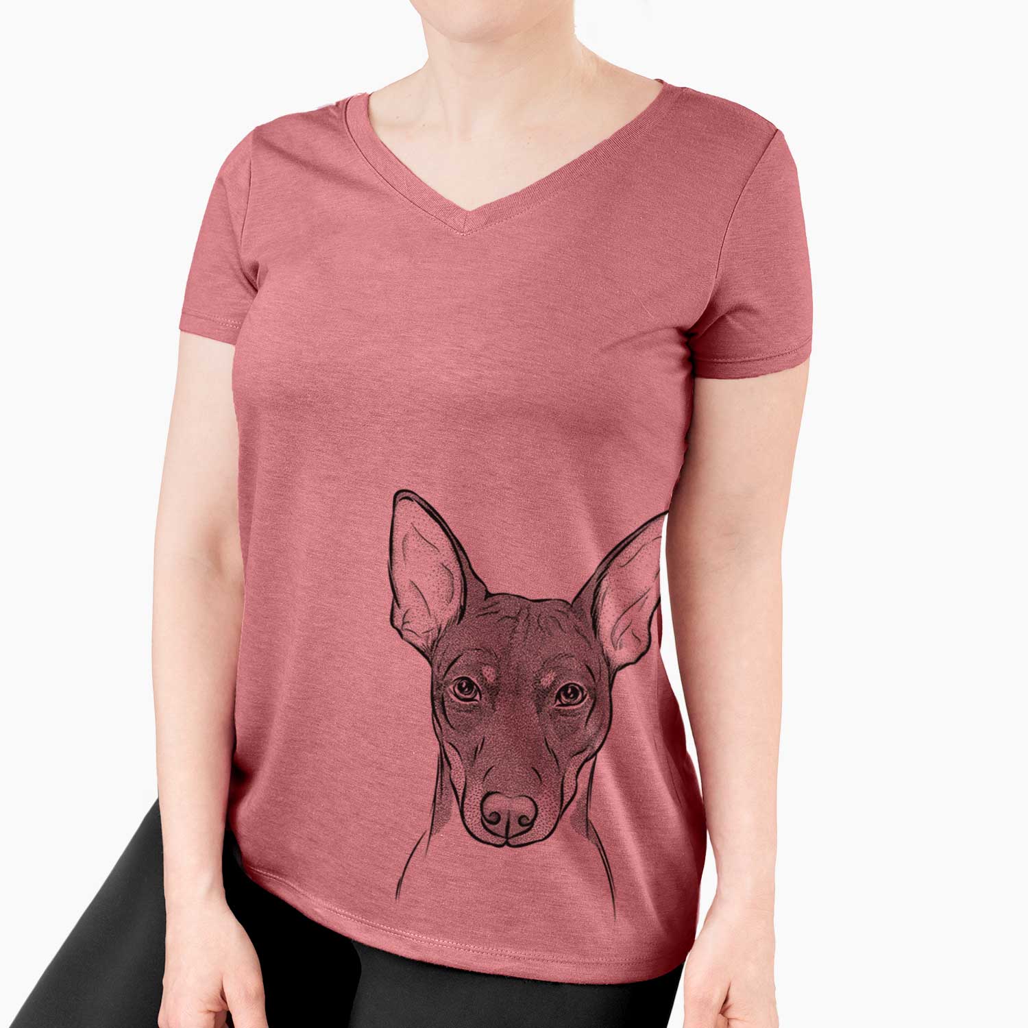 Bare Knox the Rat Terrier - Women's V-neck Shirt