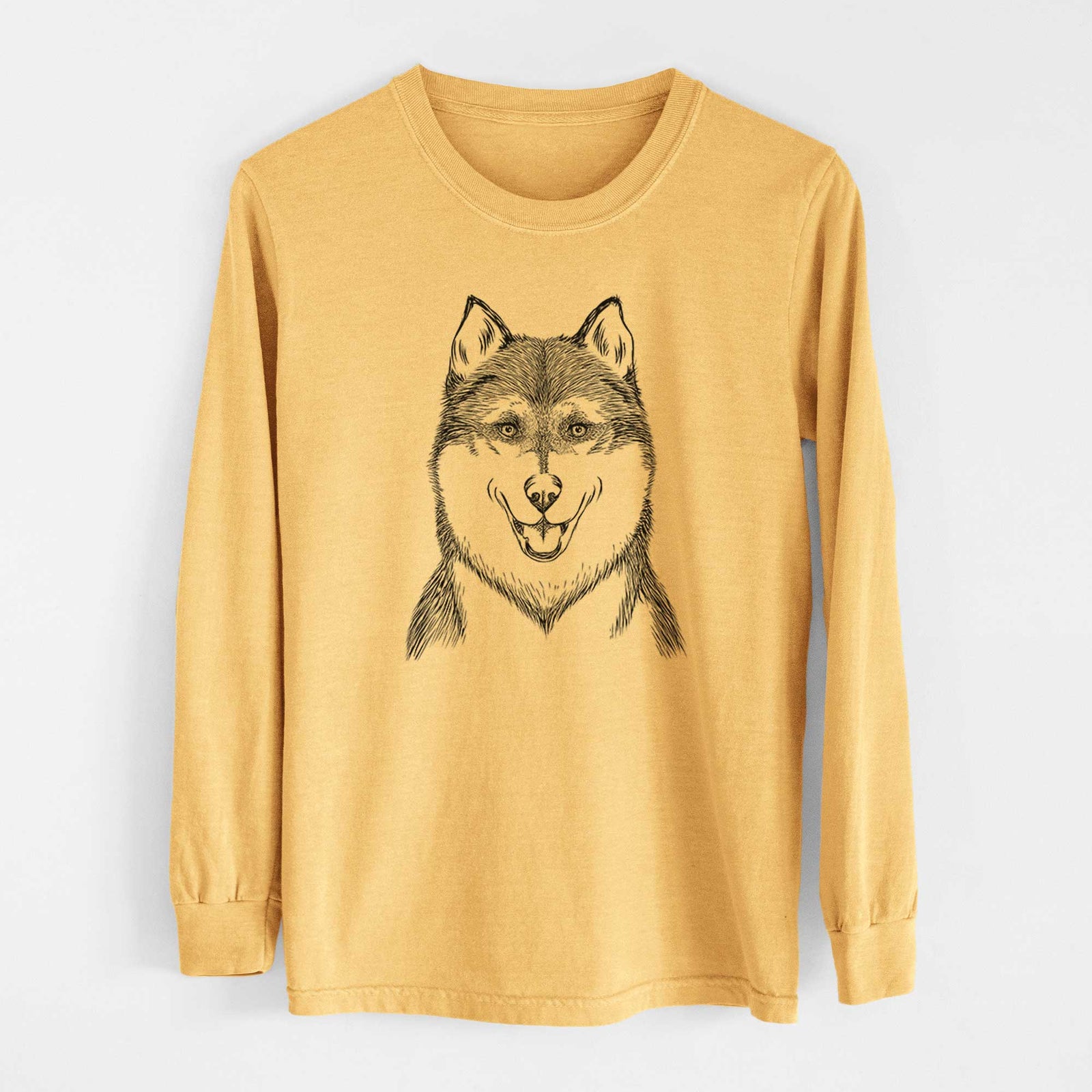 Bare Koda the Siberian Husky - Heavyweight 100% Cotton Long Sleeve