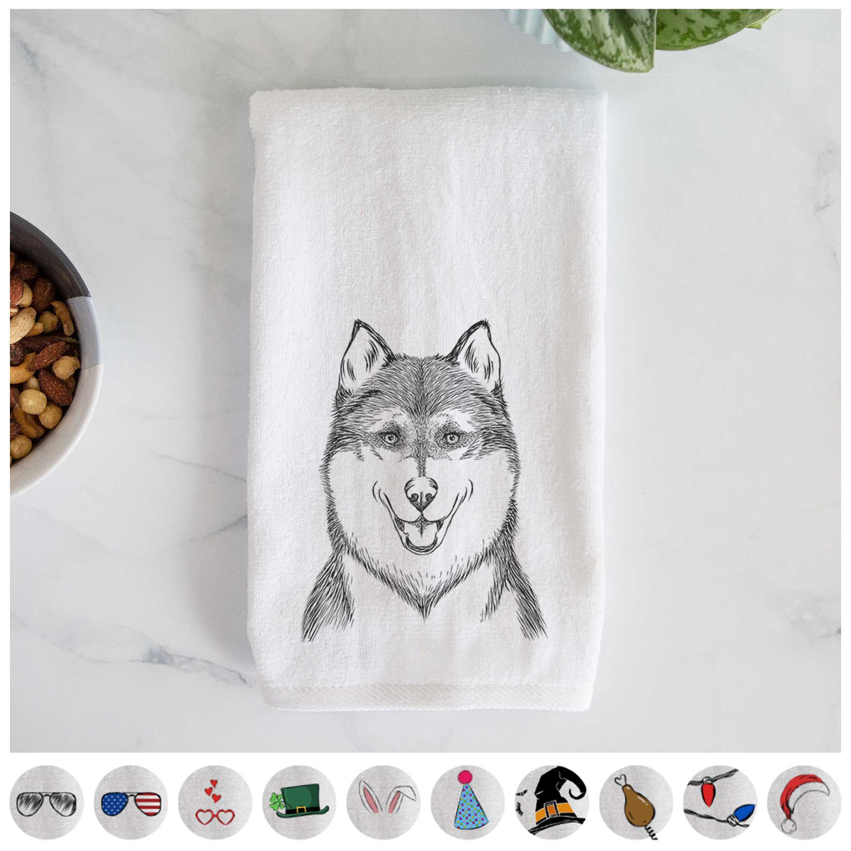 Koda the Siberian Husky Decorative Hand Towel