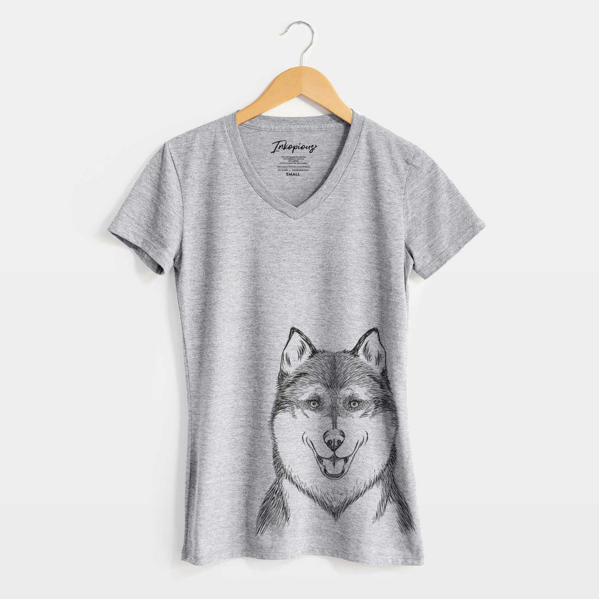 Bare Koda the Siberian Husky - Women's V-neck Shirt