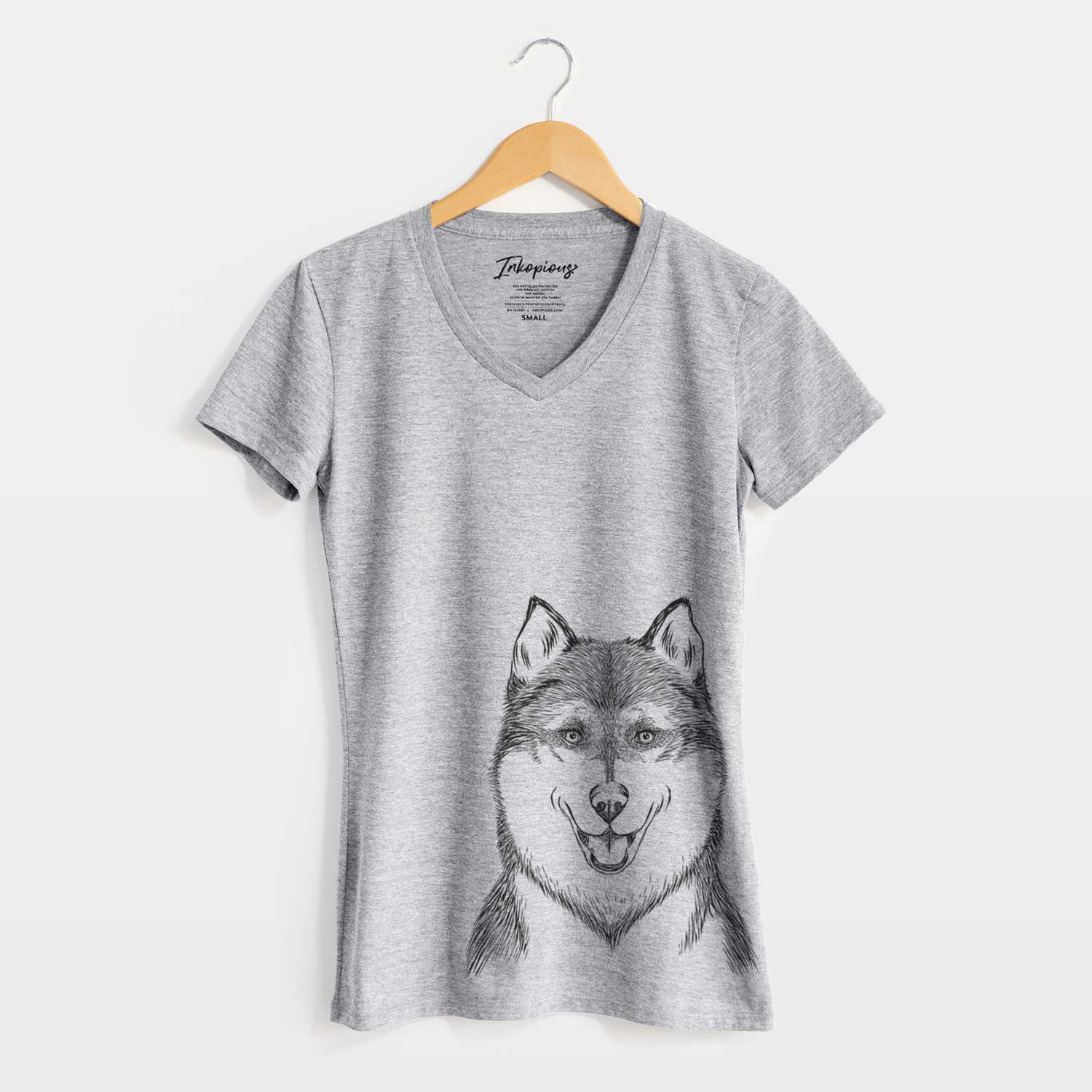 Bare Koda the Siberian Husky - Women's V-neck Shirt