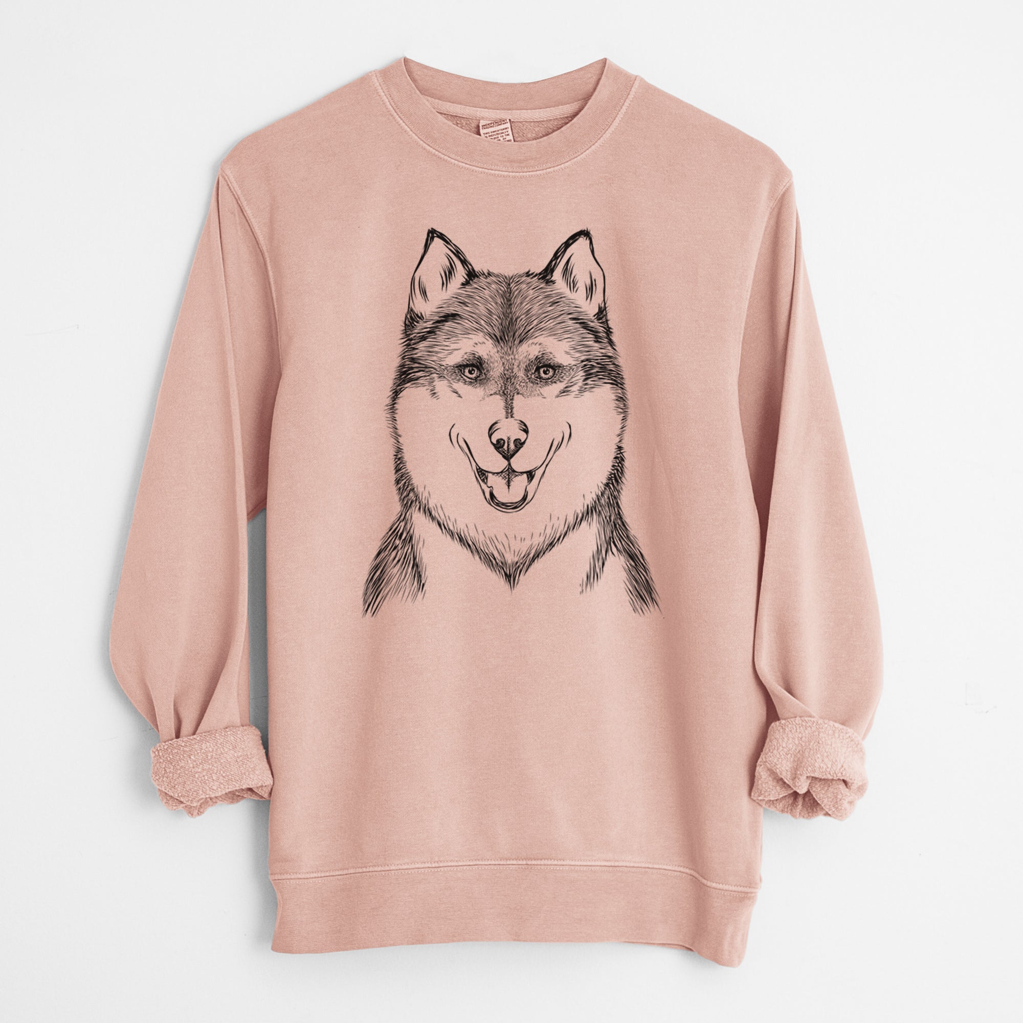 Bare Koda the Siberian Husky - Unisex Pigment Dyed Crew Sweatshirt