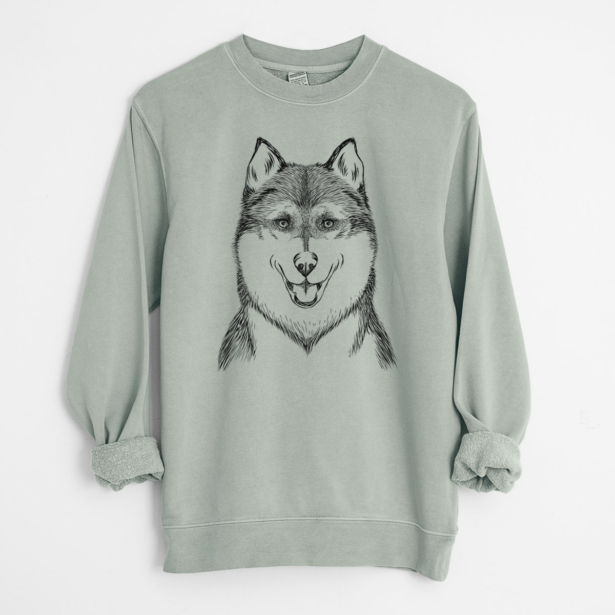 Bare Koda the Siberian Husky - Unisex Pigment Dyed Crew Sweatshirt