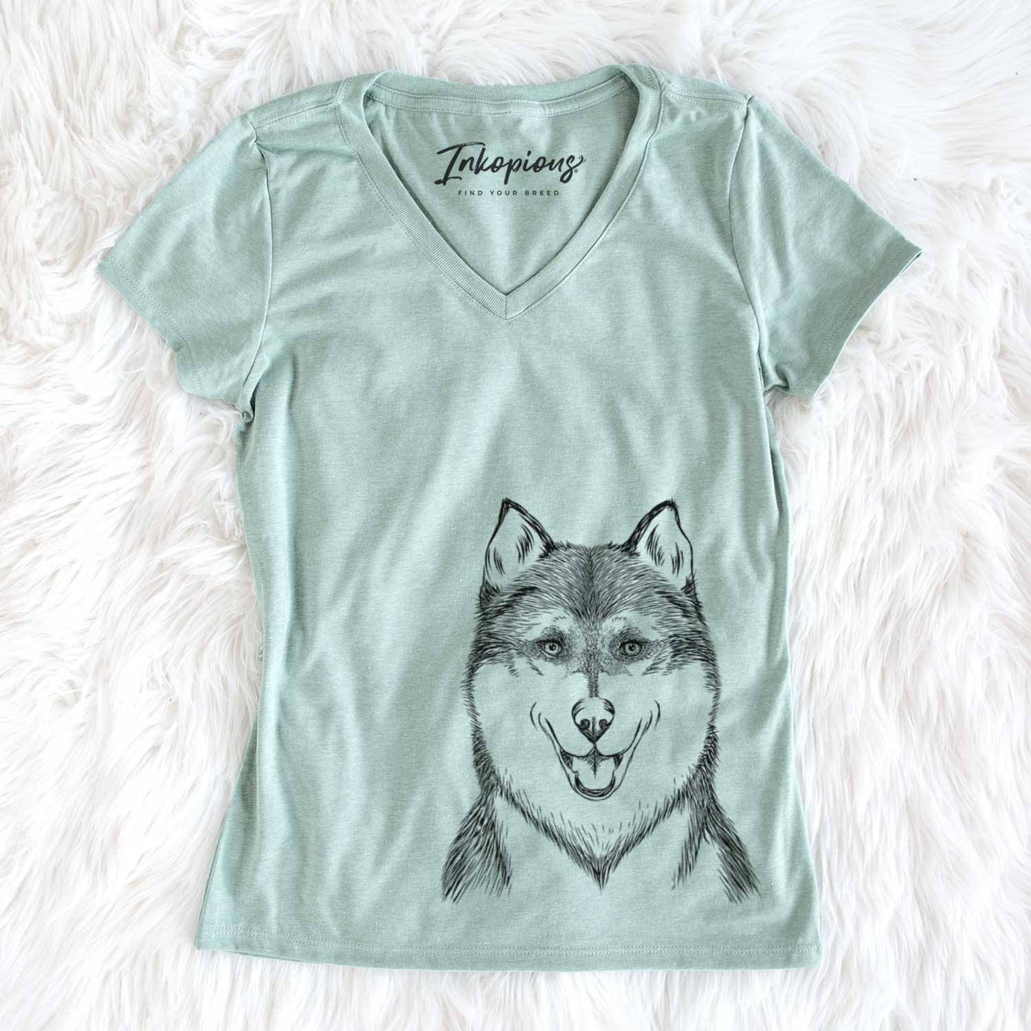 Bare Koda the Siberian Husky - Women's V-neck Shirt