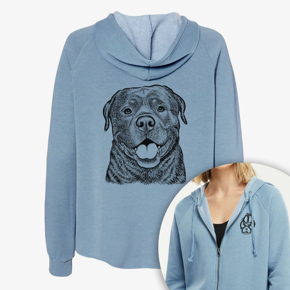 Kojak the Rottweiler - Women&#39;s Cali Wave Zip-Up Sweatshirt