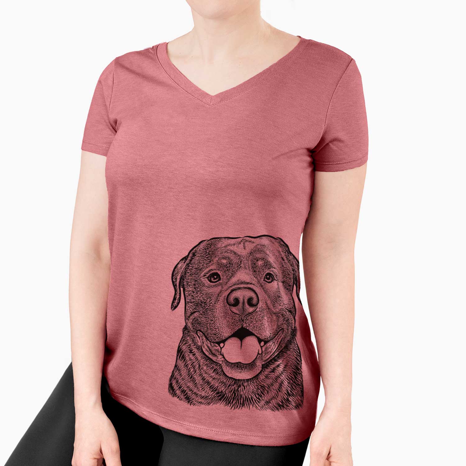 Bare Kojak the Rottweiler - Women's V-neck Shirt