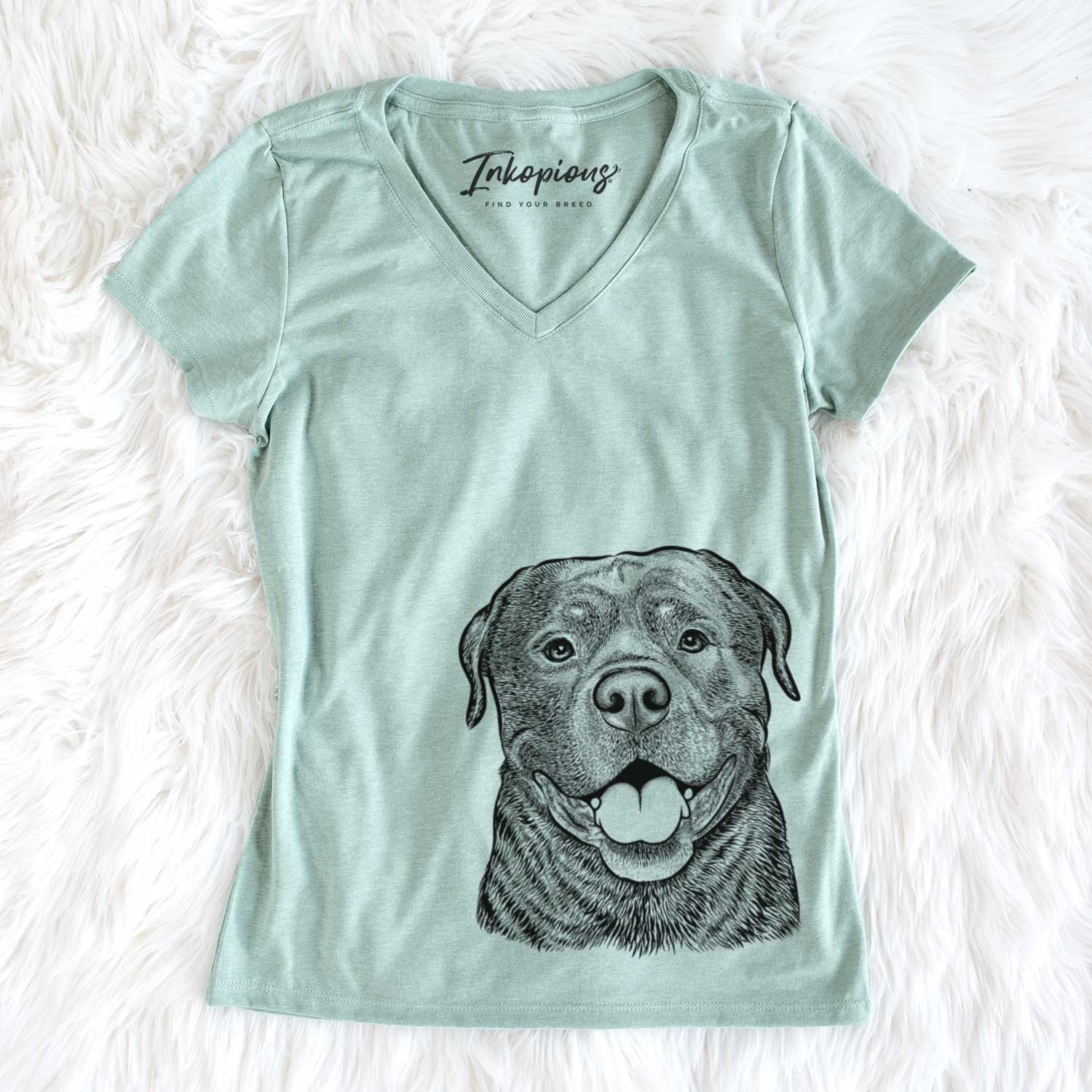 Bare Kojak the Rottweiler - Women's V-neck Shirt