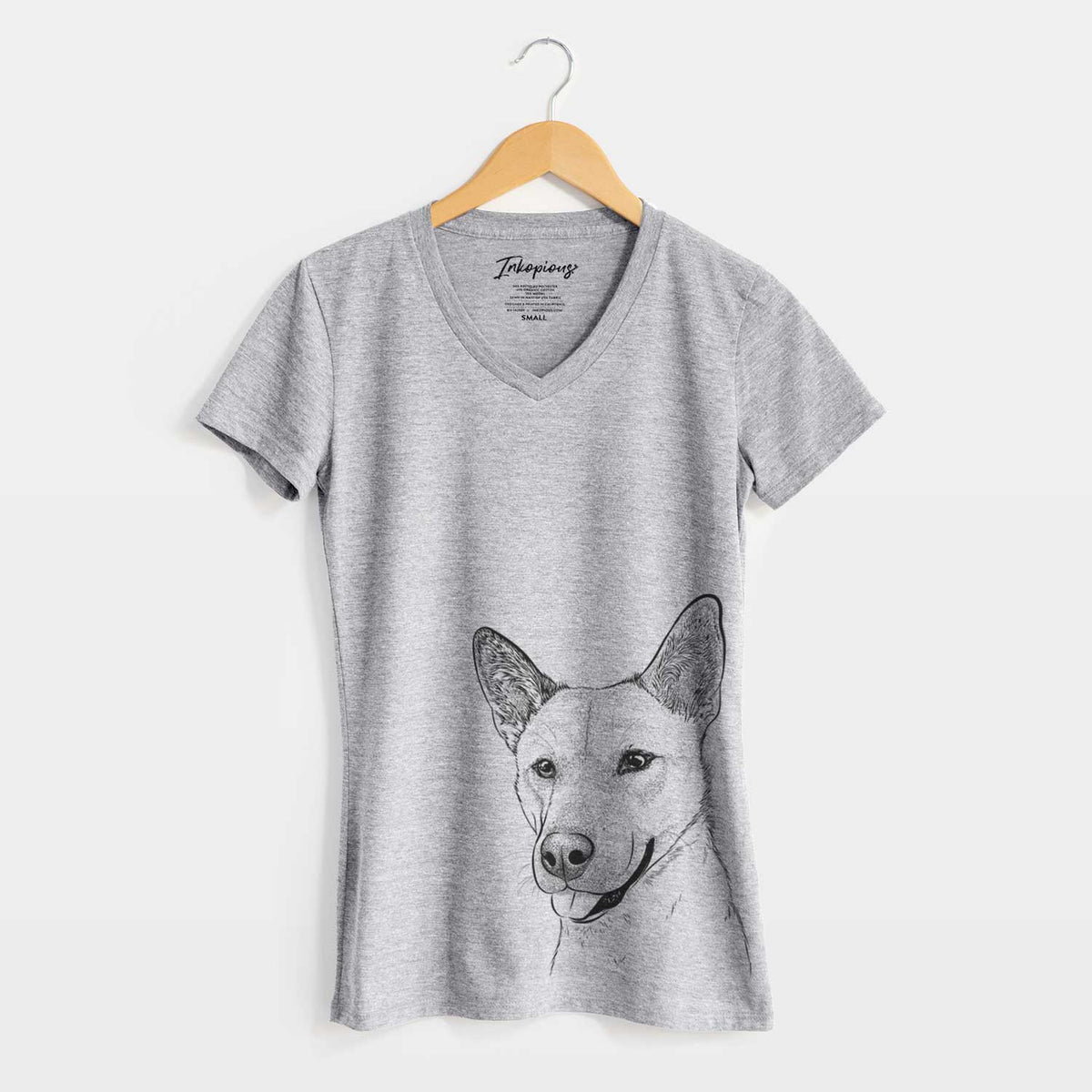 Bare Kulfi the Jindo Shiba Inu Mix - Women's V-neck Shirt