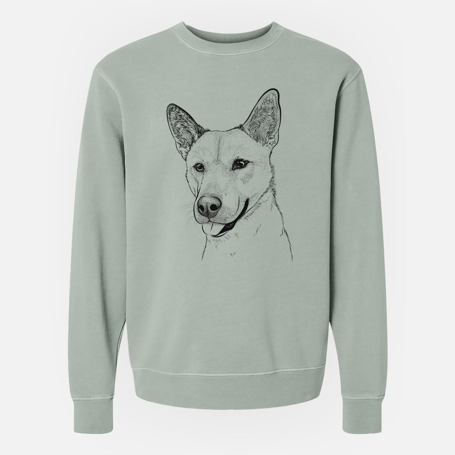 Bare Kulfi the Jindo Shiba Inu Mix - Unisex Pigment Dyed Crew Sweatshirt