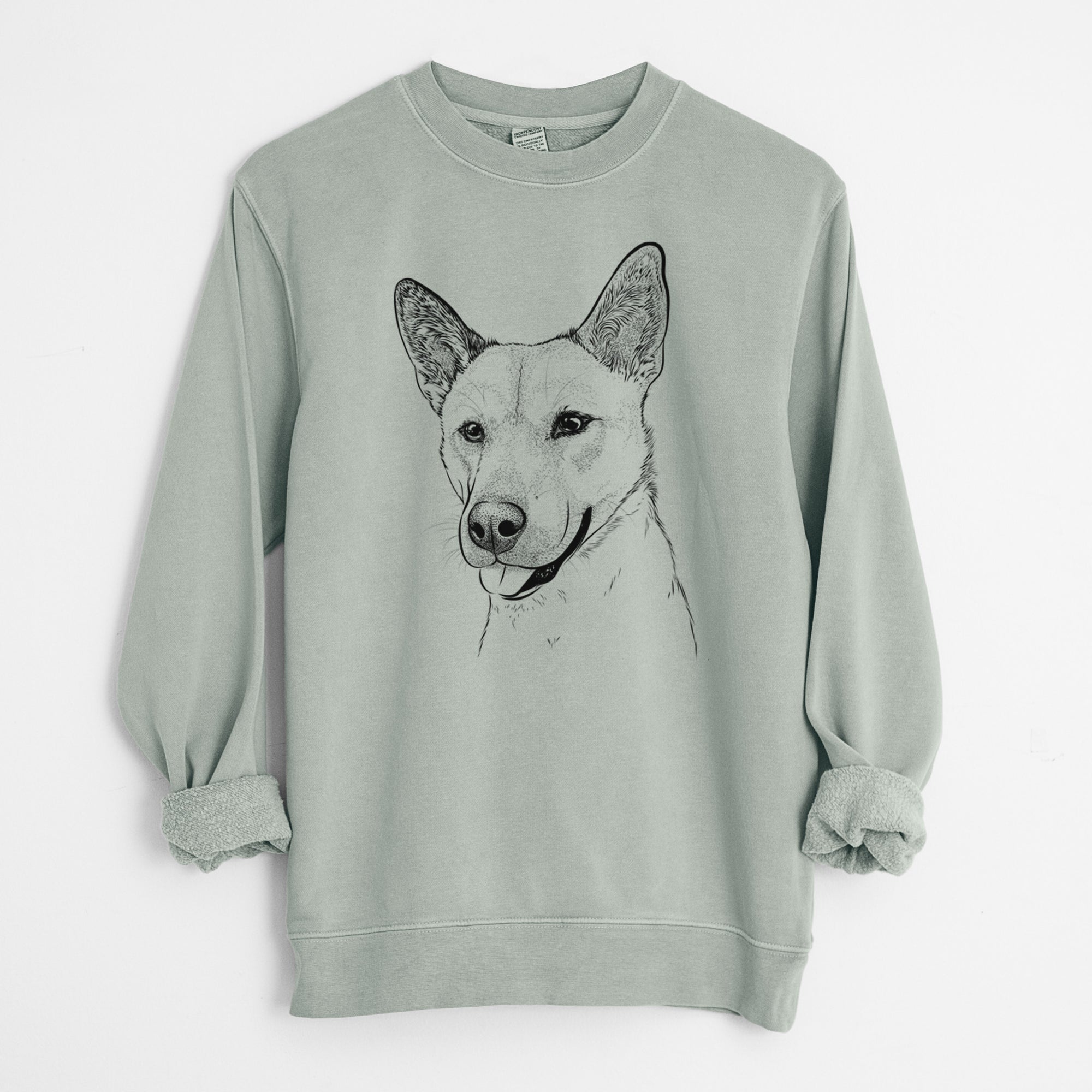 Bare Kulfi the Jindo Shiba Inu Mix - Unisex Pigment Dyed Crew Sweatshirt