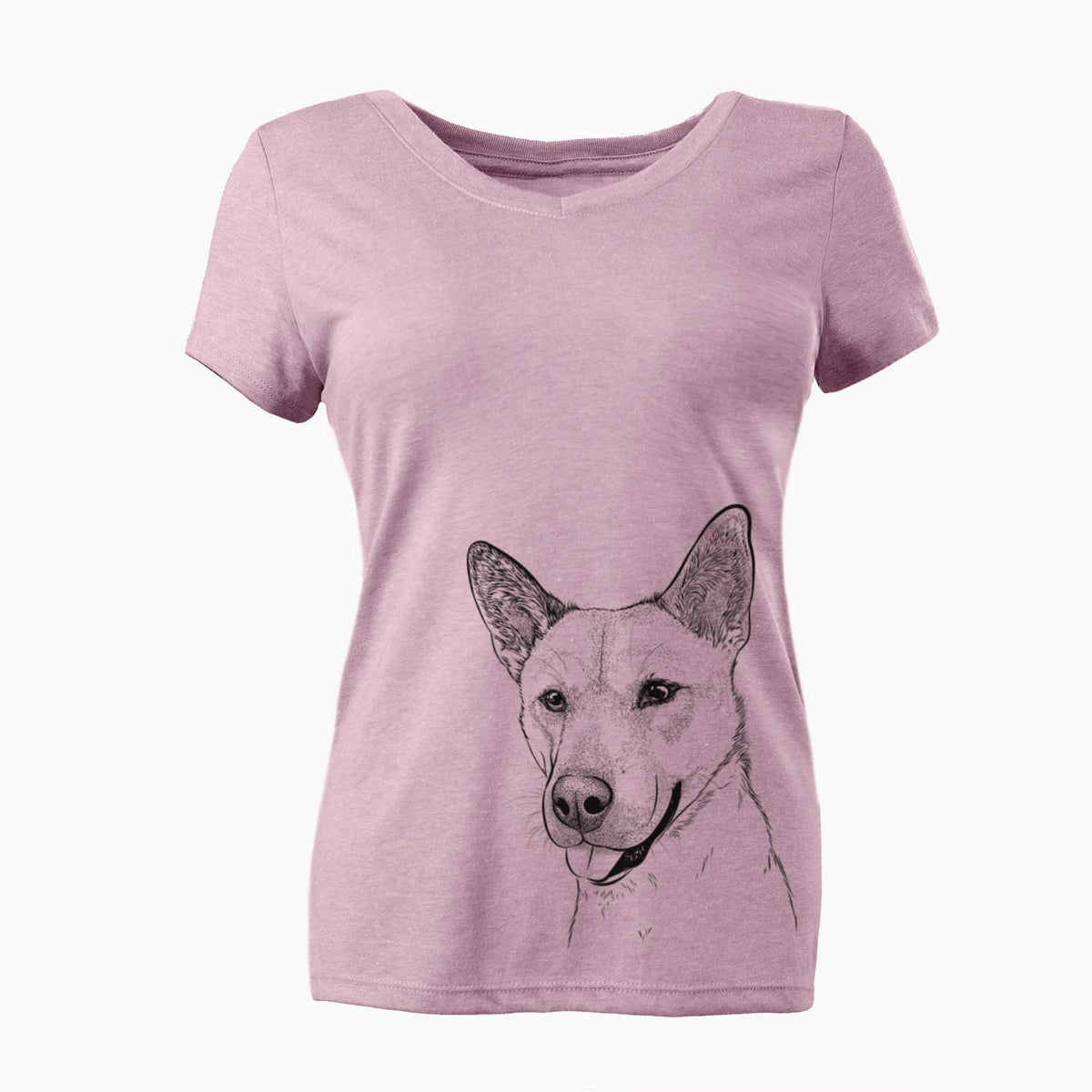 Bare Kulfi the Jindo Shiba Inu Mix - Women's V-neck Shirt